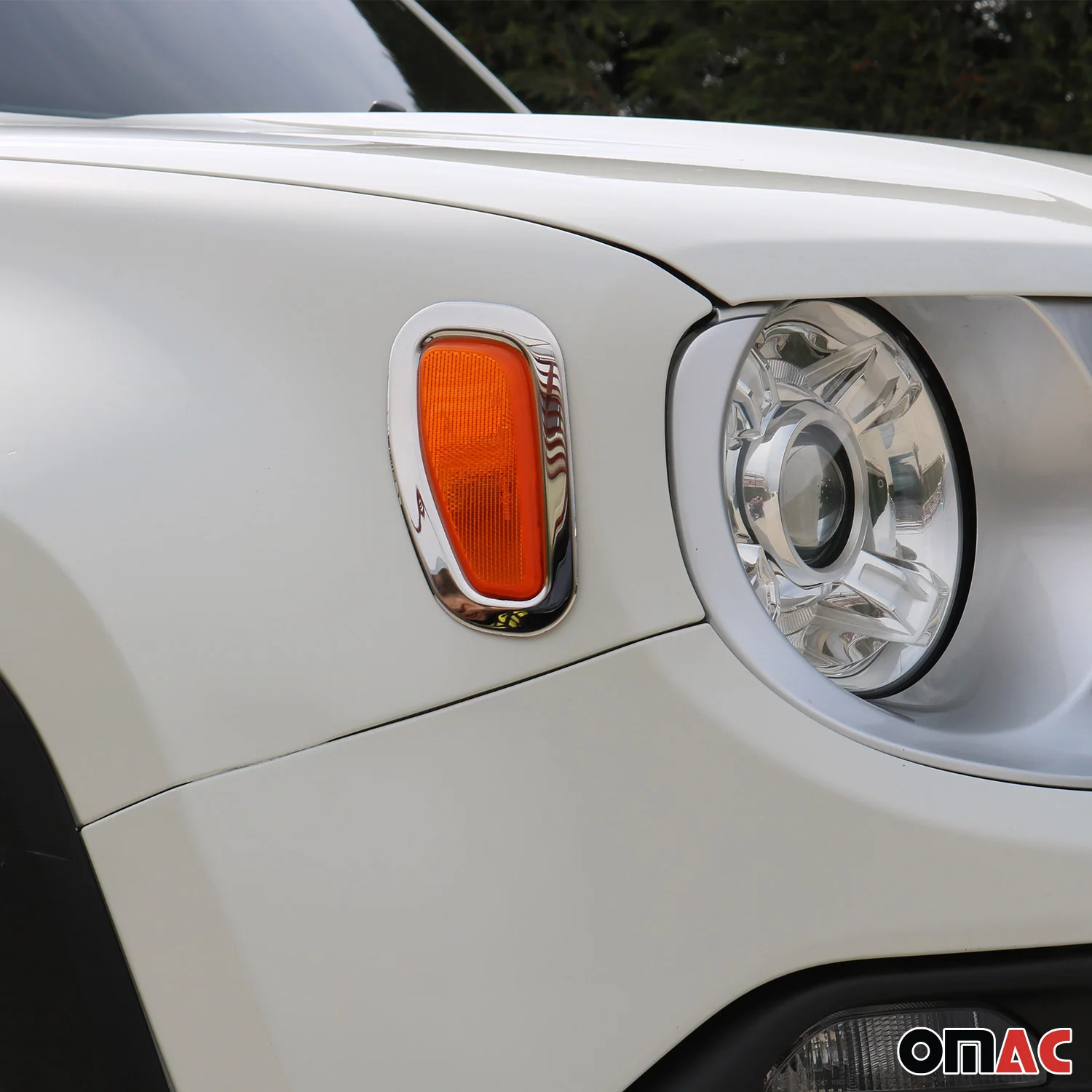 2019-2024 Jeep Renegade Side Indicator Signal Trim Cover Silver Steel 2 Pcs - Image 2
