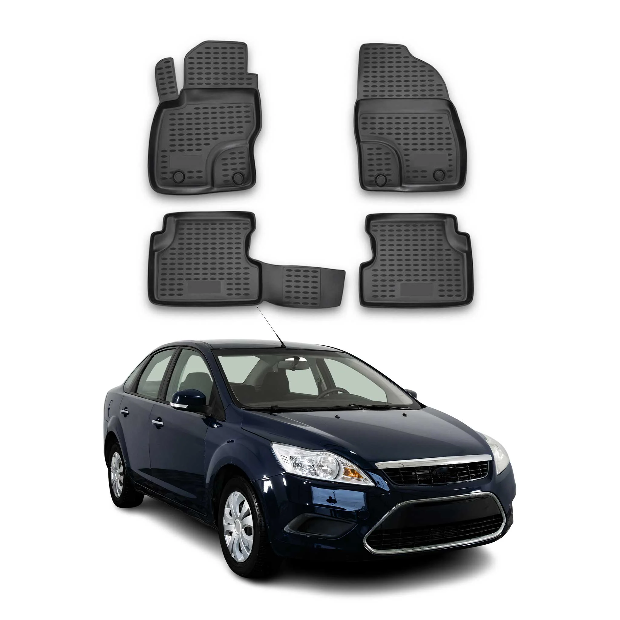 2004-2011 Ford Focus Floor Mats Liners Full Set All Weather Black