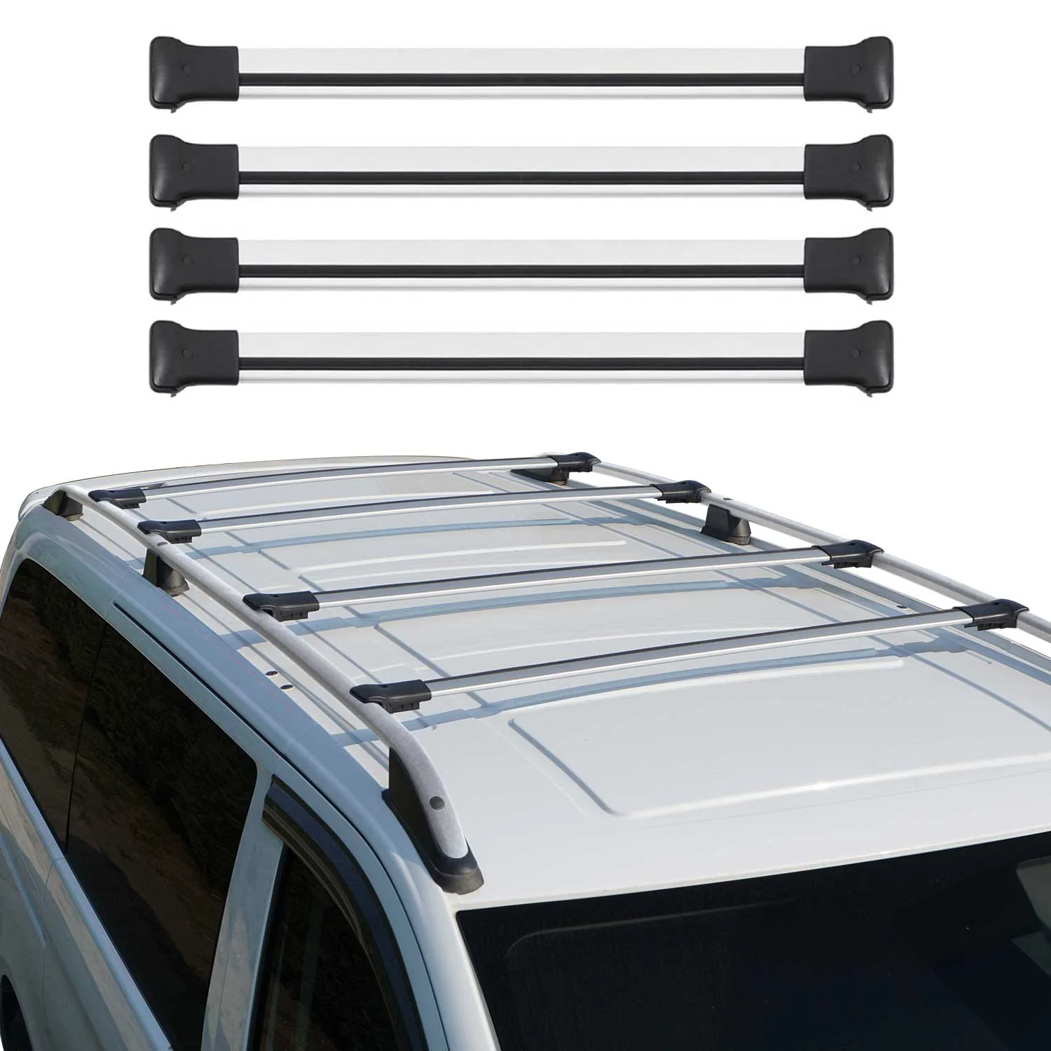 2015-2026 Ford Transit Roof Rack Cross Bars 4Pcs Silver - Image 2