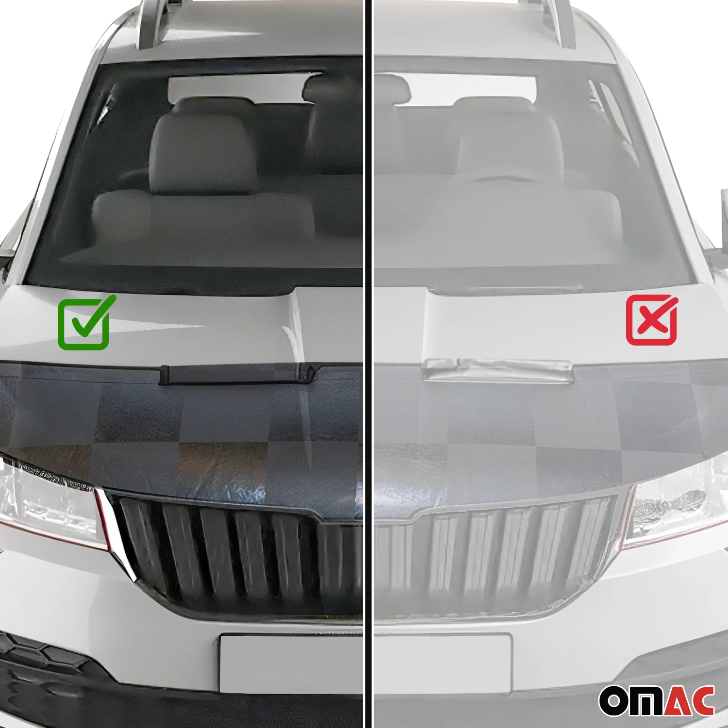 2005-2011 Mercedes M Class W164 Car Bonnet Mask Hood Bra Half Chequered - Image 8