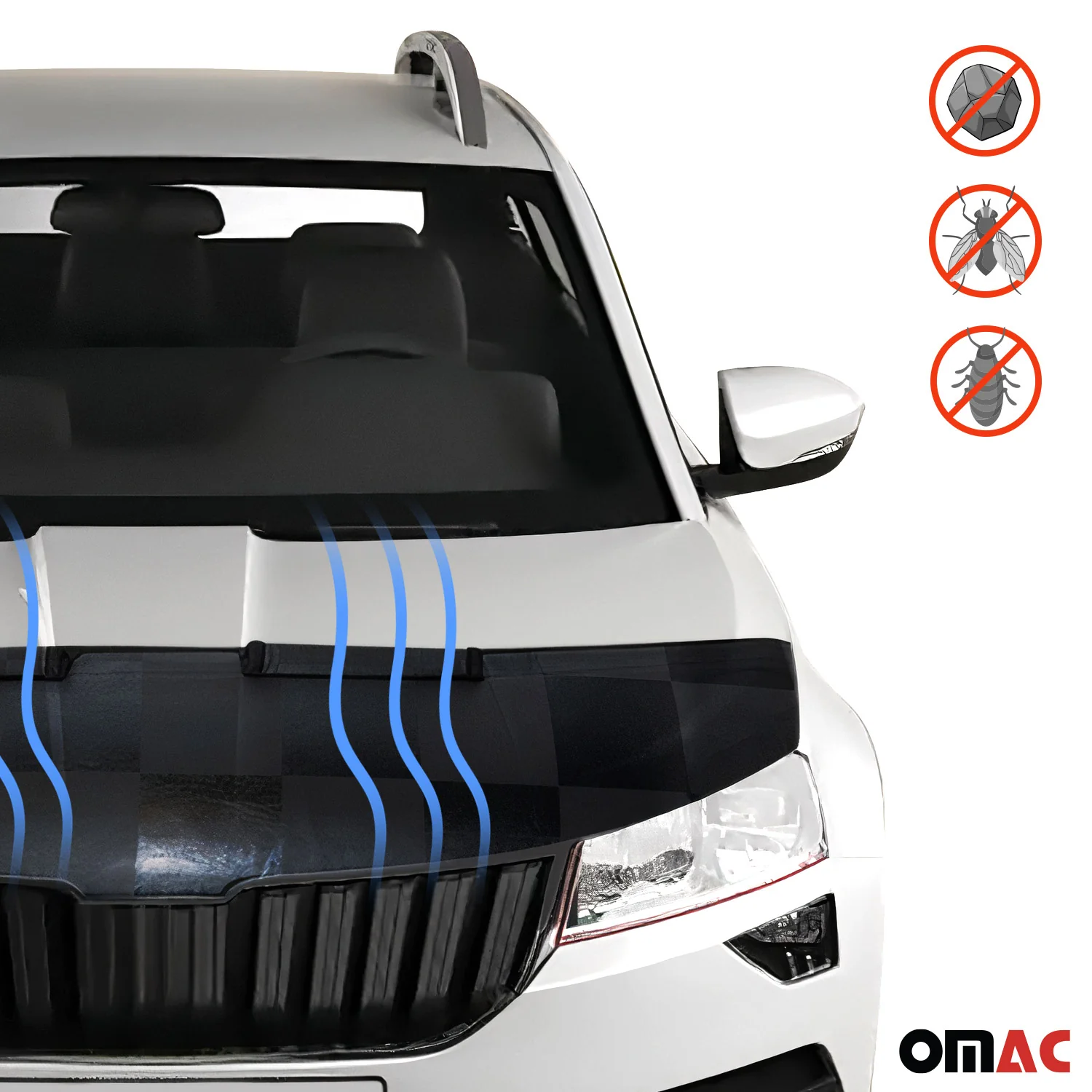 2006-2010 VW Passat B6 Car Bonnet Mask Hood Bra Black Chequered 1 Pc - Image 6