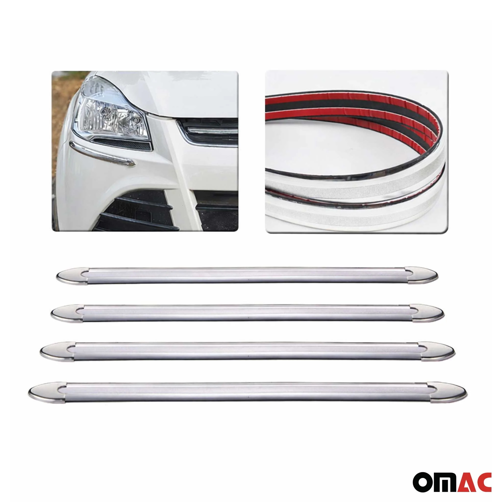 Front Rear Bumper Corner Protector Guard Trim Anti Scratch Silver 4 Pcs - Image 9