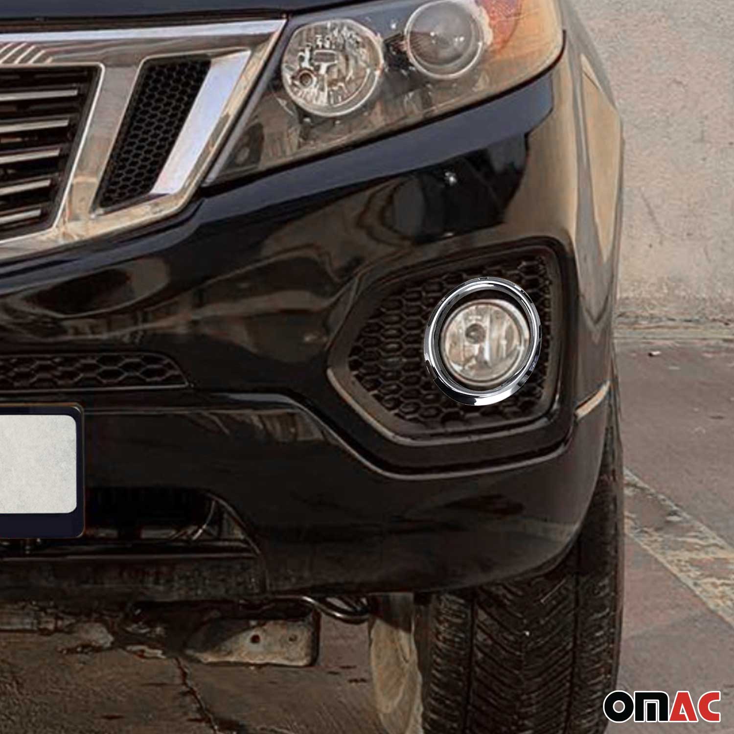 2011-2013 Kia Sorento Fog Light Lamp Bezel Cover Stainless Steel Silver 2 Pcs - Image 2