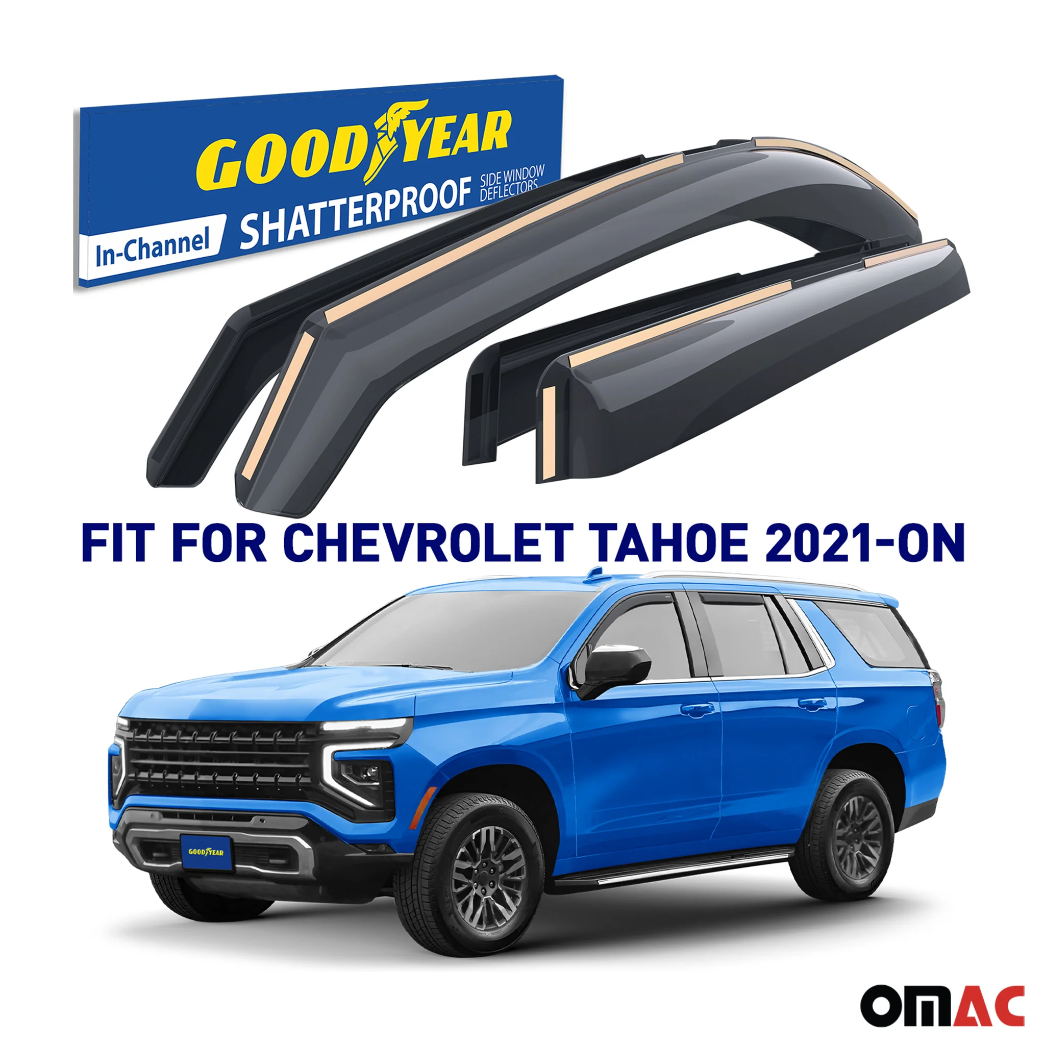 Goodyear Wind Deflectors for Cadillac Escalade 2021-2025 In-channel Smoke 4 pcs - Image 2