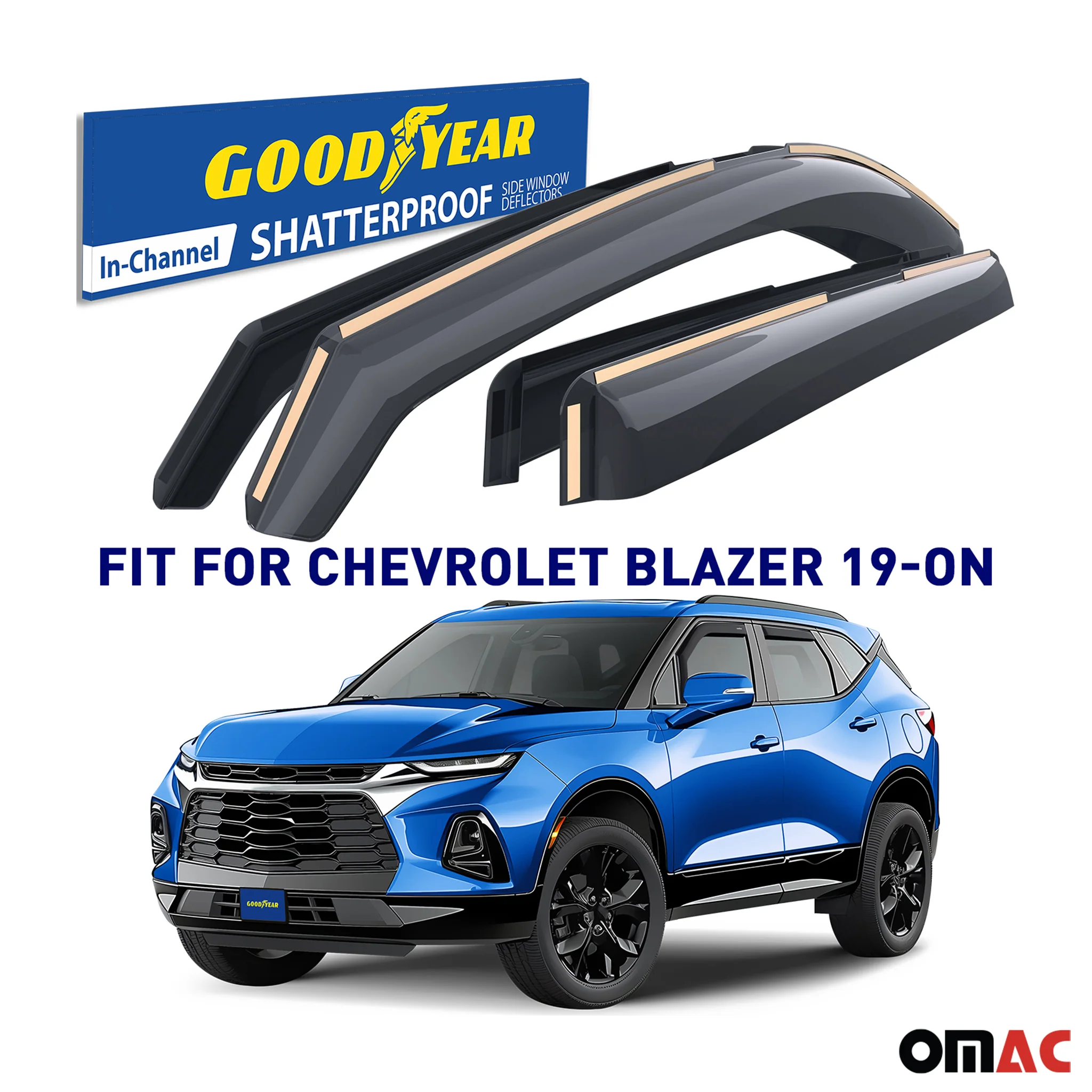 Goodyear Wind Deflectors for Chevrolet Blazer 2019-2025 In-channel Smoke 4 pcs - Image 2