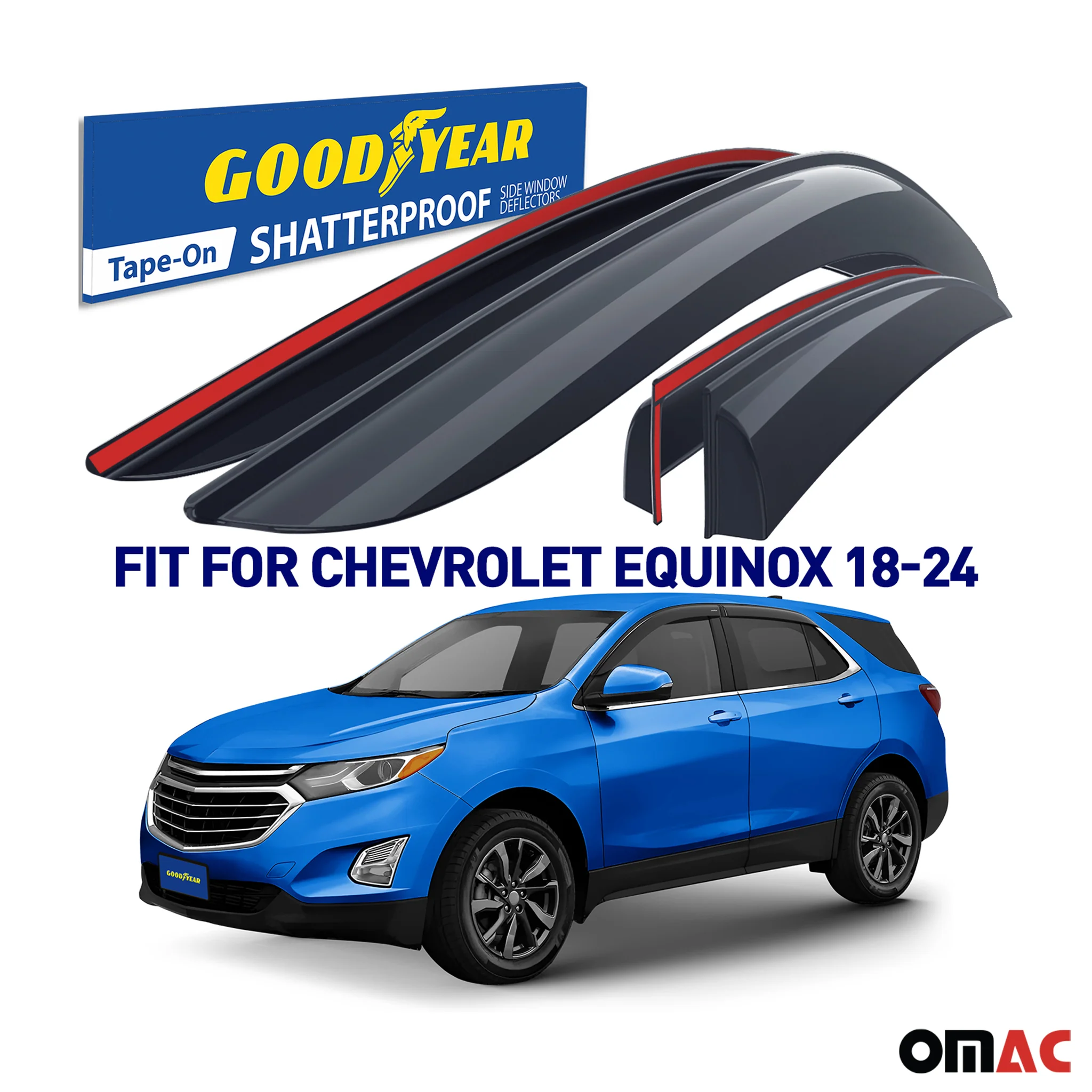 Goodyear Wind Deflectors for Chevrolet Equinox 2018-2024 Shatterproof Smoke 4x - Image 2
