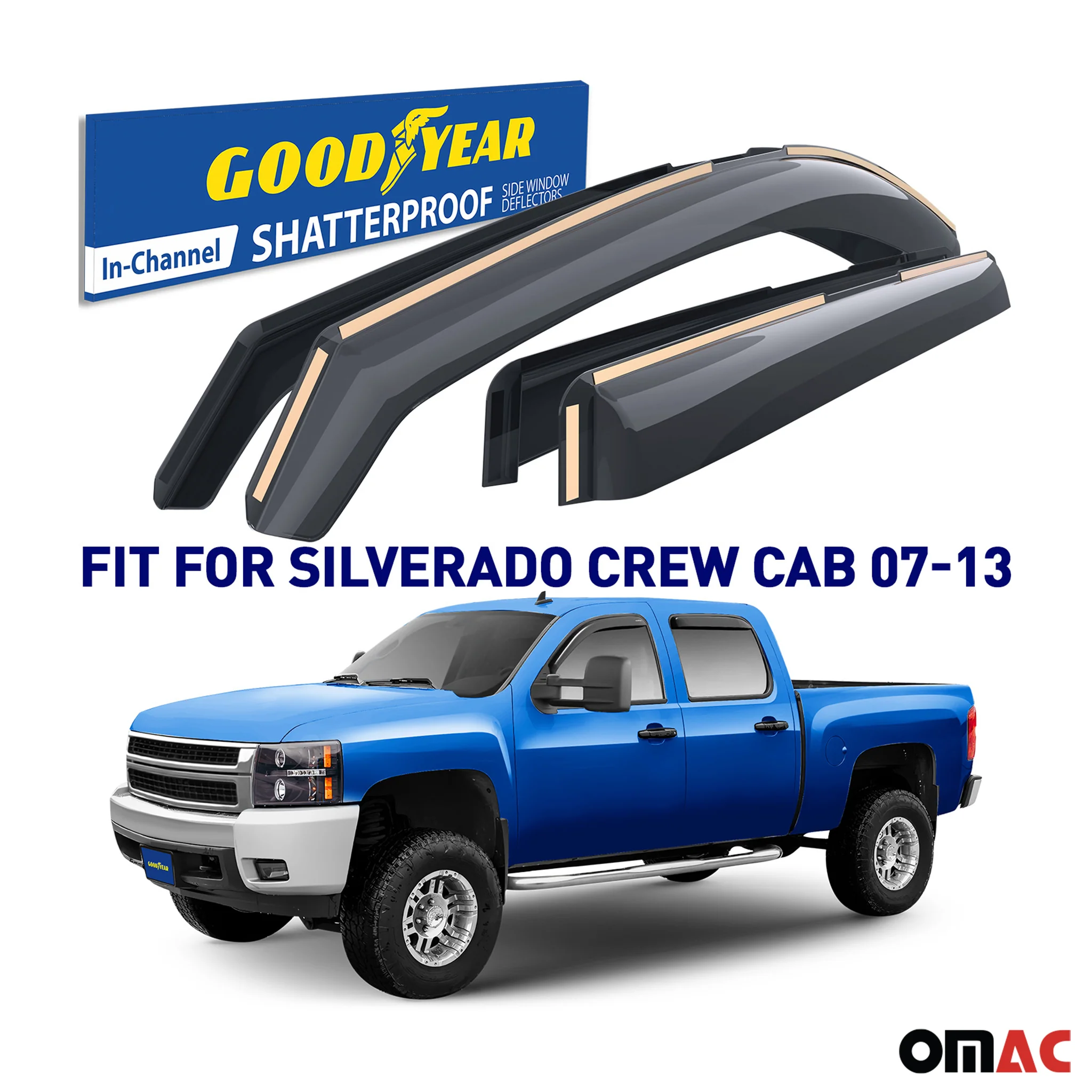 Goodyear Wind Deflectors for Chevrolet Suburban 2500 2007-2013 Shatterproof 4Pcs - Image 2
