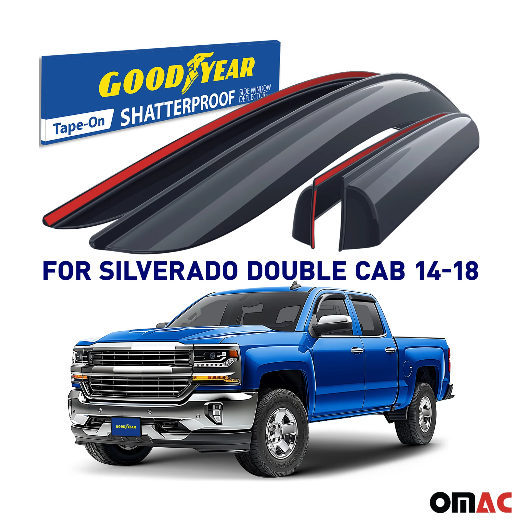 Goodyear Wind Deflectors for Chevy Cruze 2011-15 / Limited 2016 Sedan Smoke 4Pcs - Image 2
