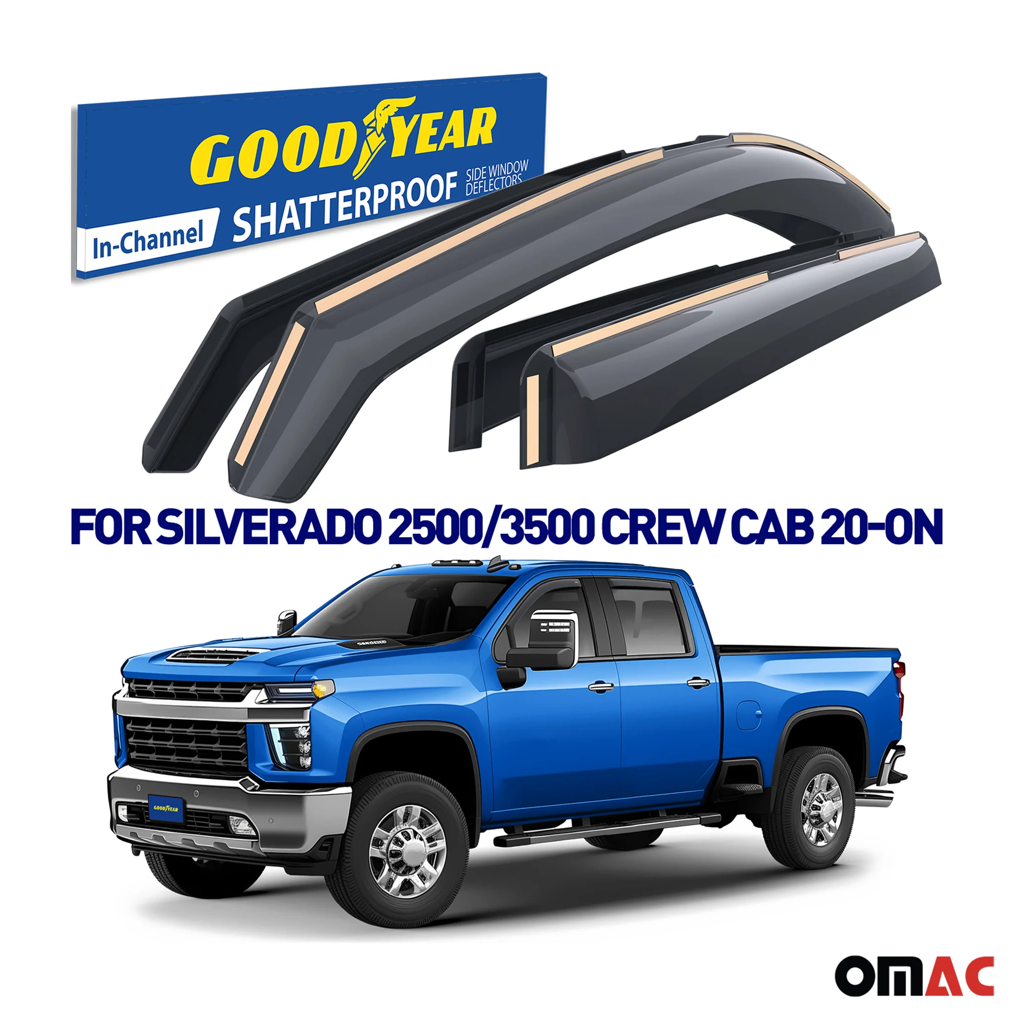 Goodyear Wind Deflectors for Chevy Silverado 2500HD 3500HD 2020-2025 Crew Cab 4x - Image 2