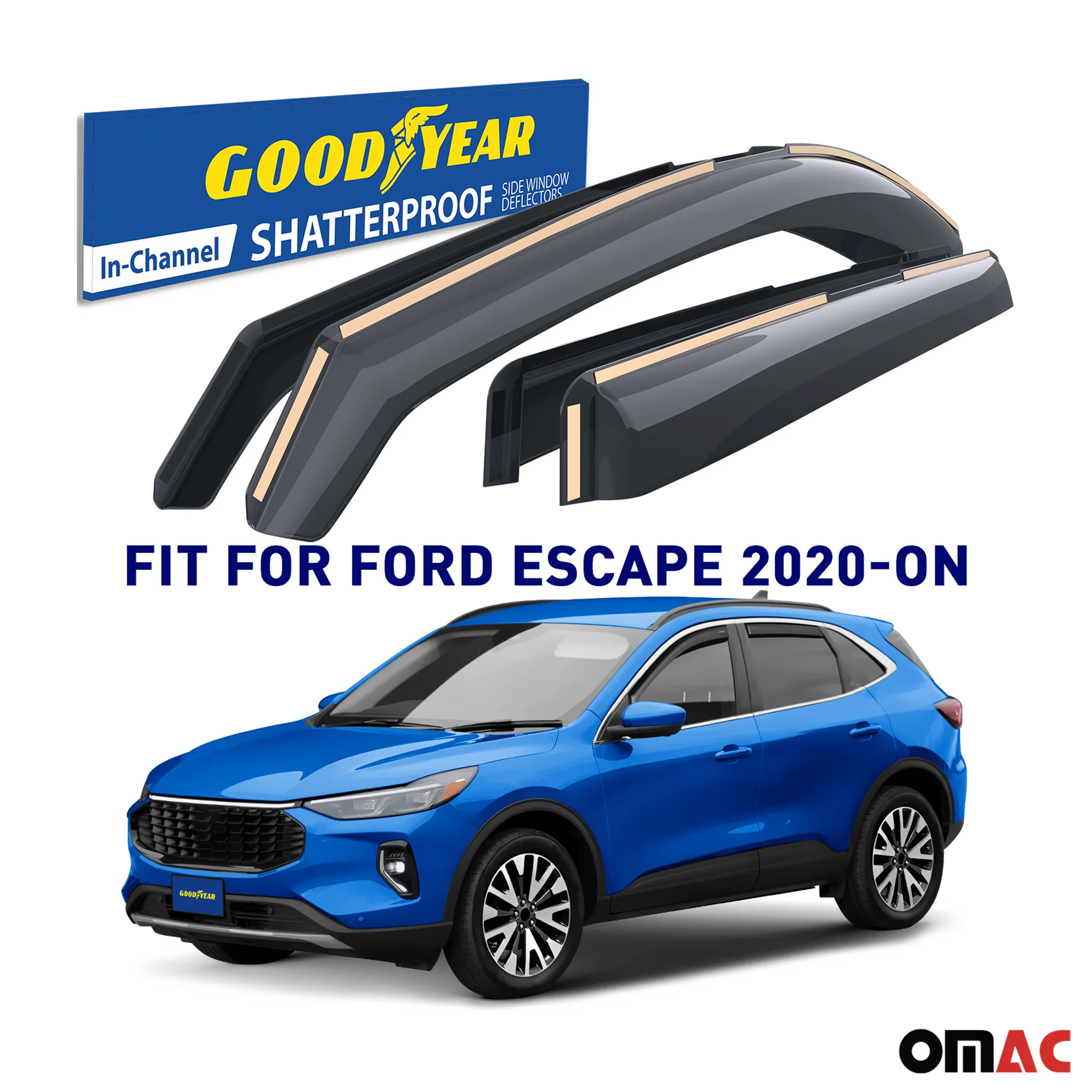 Goodyear Wind Deflectors for Ford Escape 2020-2025 In-channel Premium Smoke 4x - Image 2
