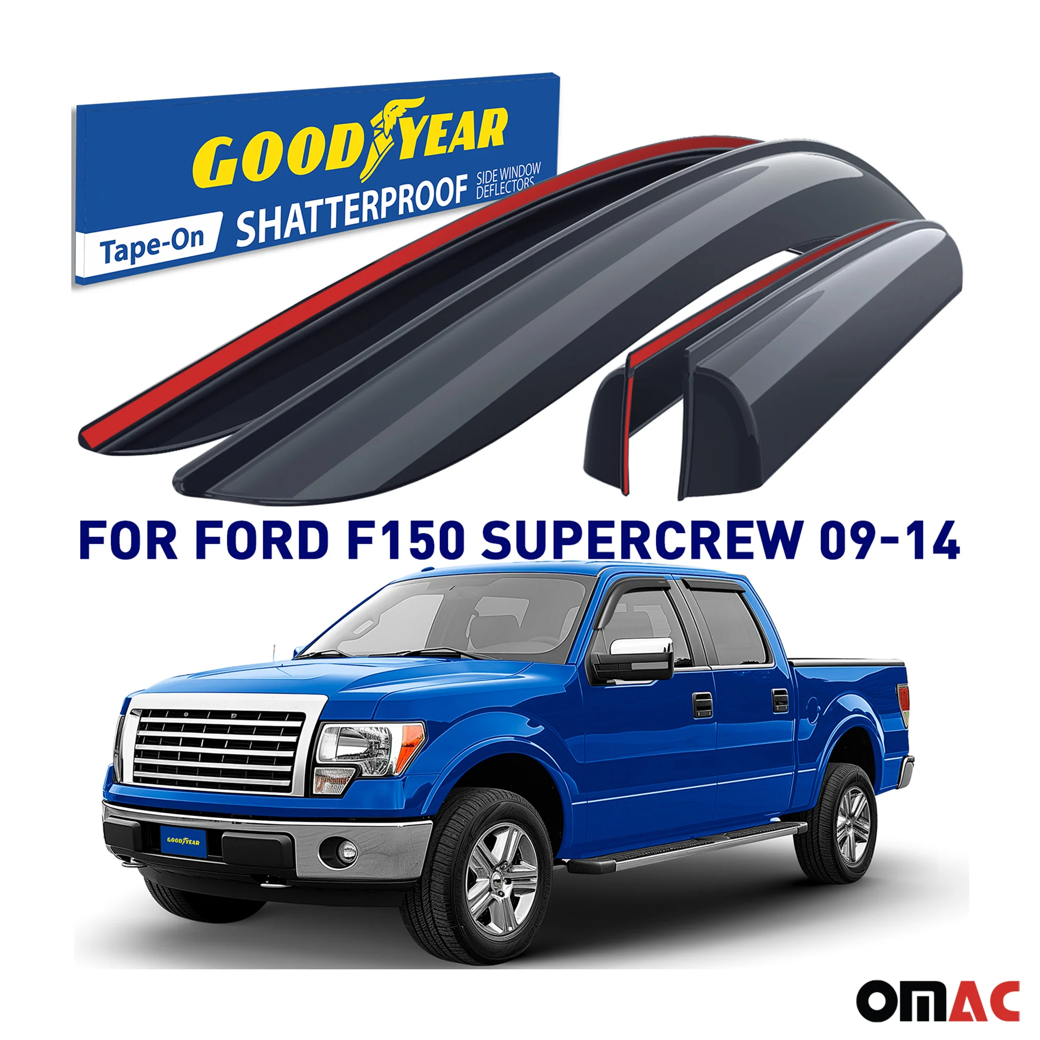 Goodyear Wind Deflectors for Ford F150 Raptor 2011-14 / F150 2009-14 SuperCrew - Image 2