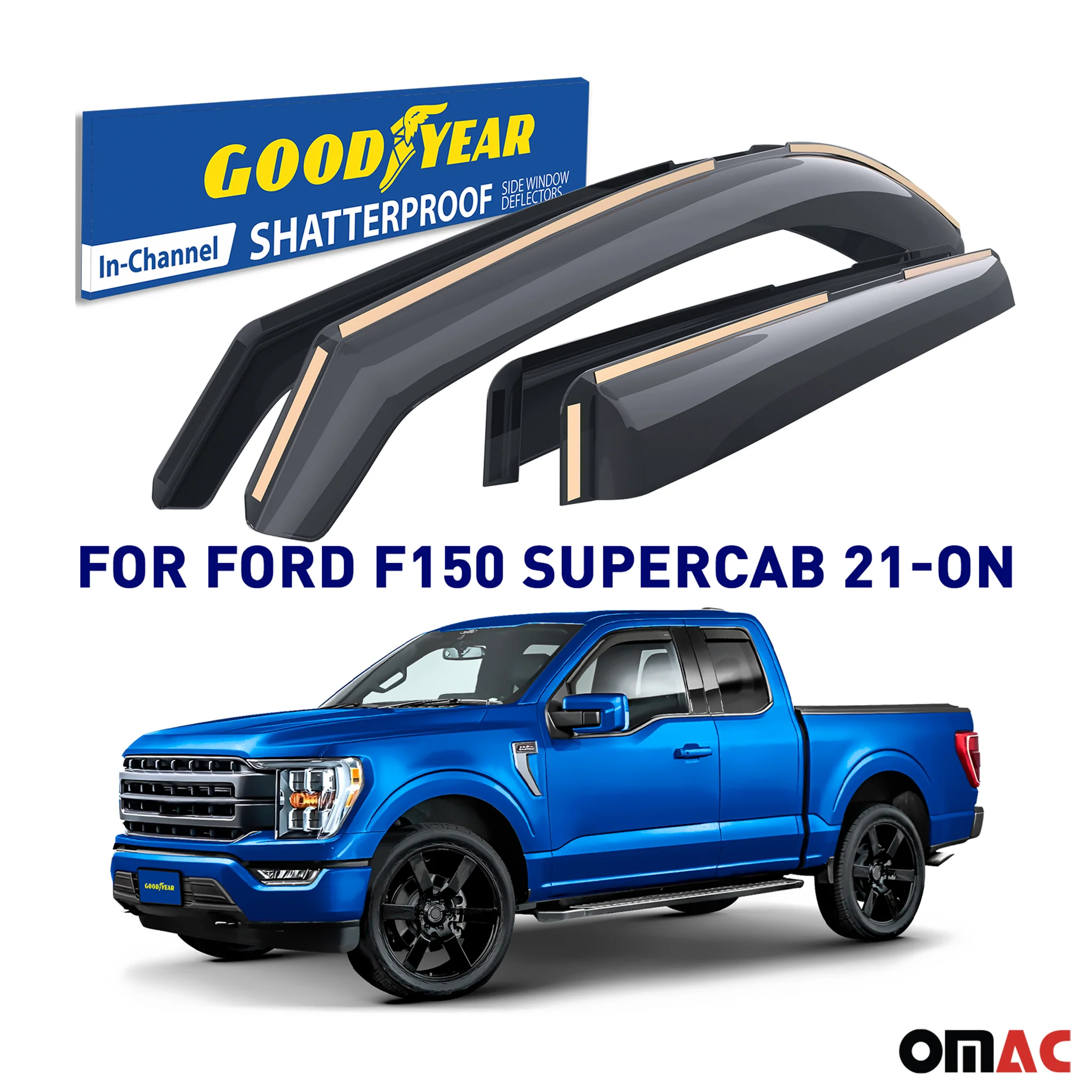 Goodyear Wind Deflectors for Ford F250 F350 F450 Super Duty 2025 SuperCab 4Pcs - Image 2