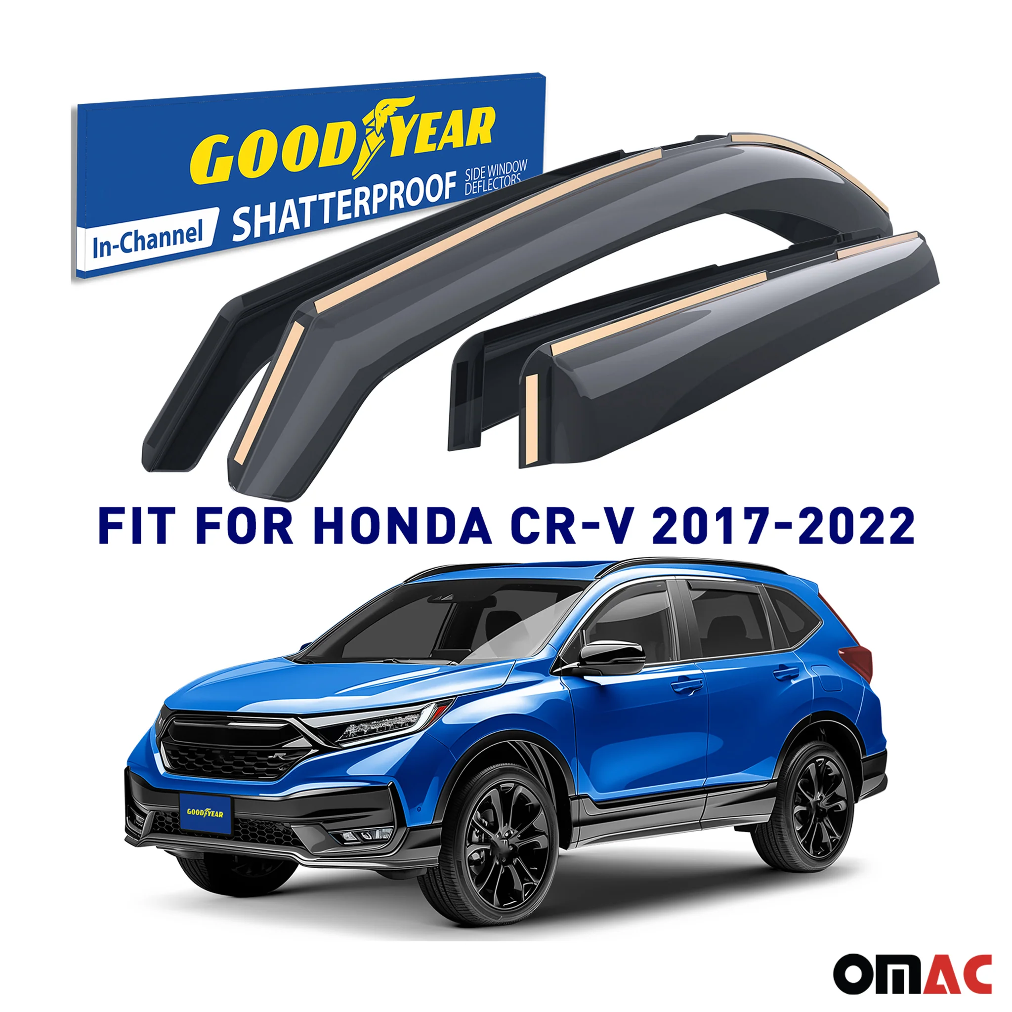 Goodyear Wind Deflectors for Honda CR-V (CRV) 2017-2022 In-channel Smoke 4 pcs - Image 2