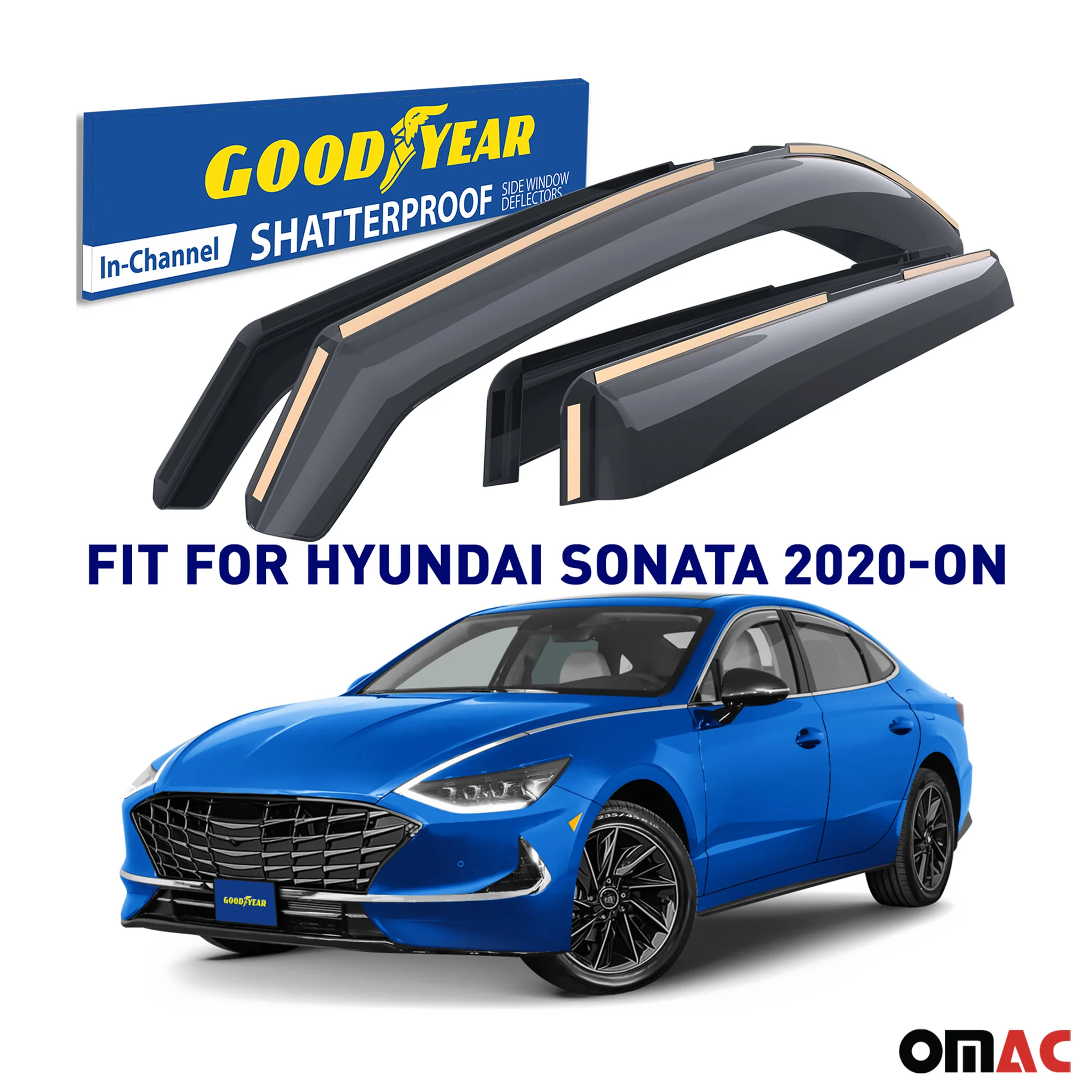 Goodyear Wind Deflectors for Hyundai Sonata 2020-2025 Shatterproof Smoke 4x - Image 2