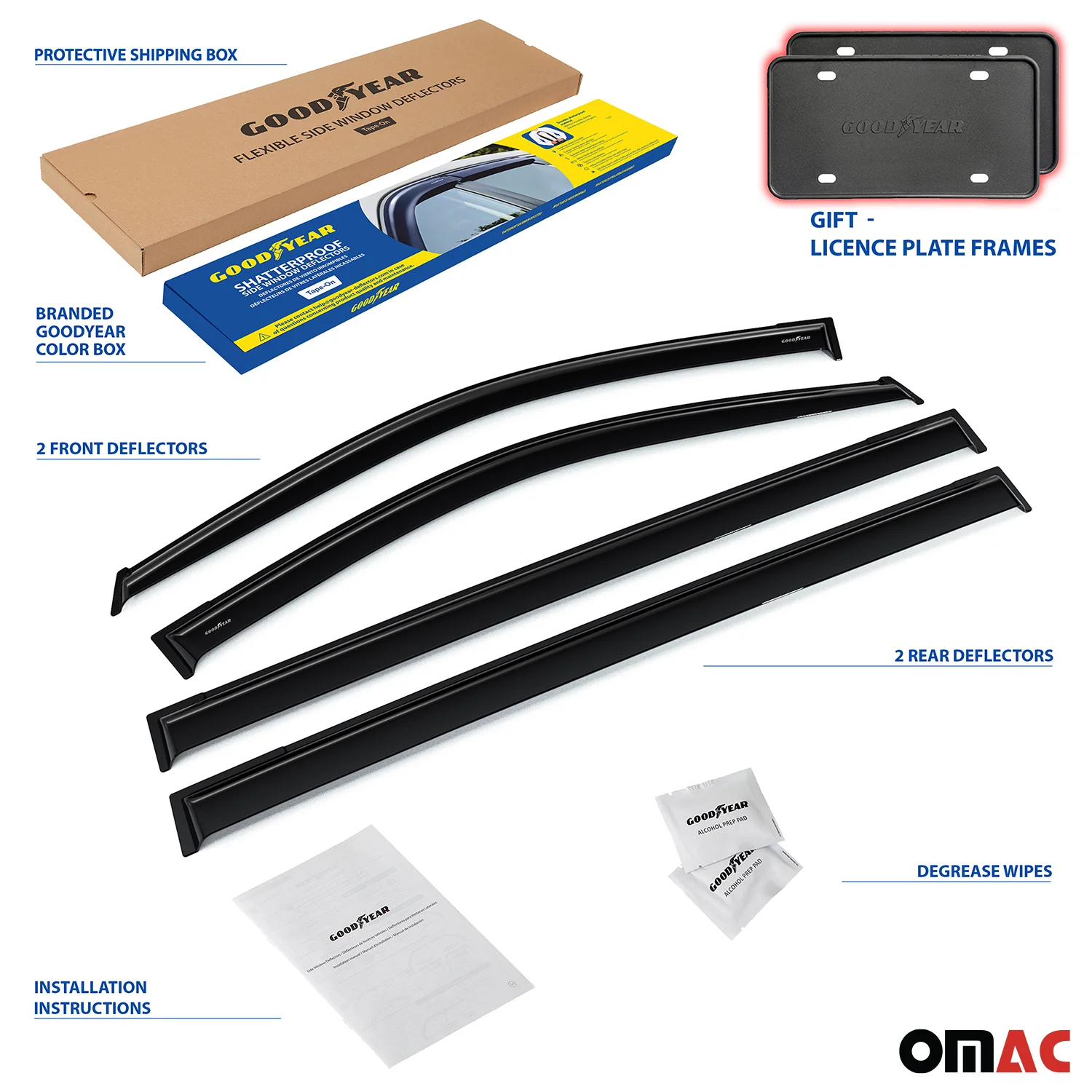 Goodyear Wind Deflectors for Jeep Compass 2017-2025 Tape-On Premium Smoke 4 pcs - Image 4