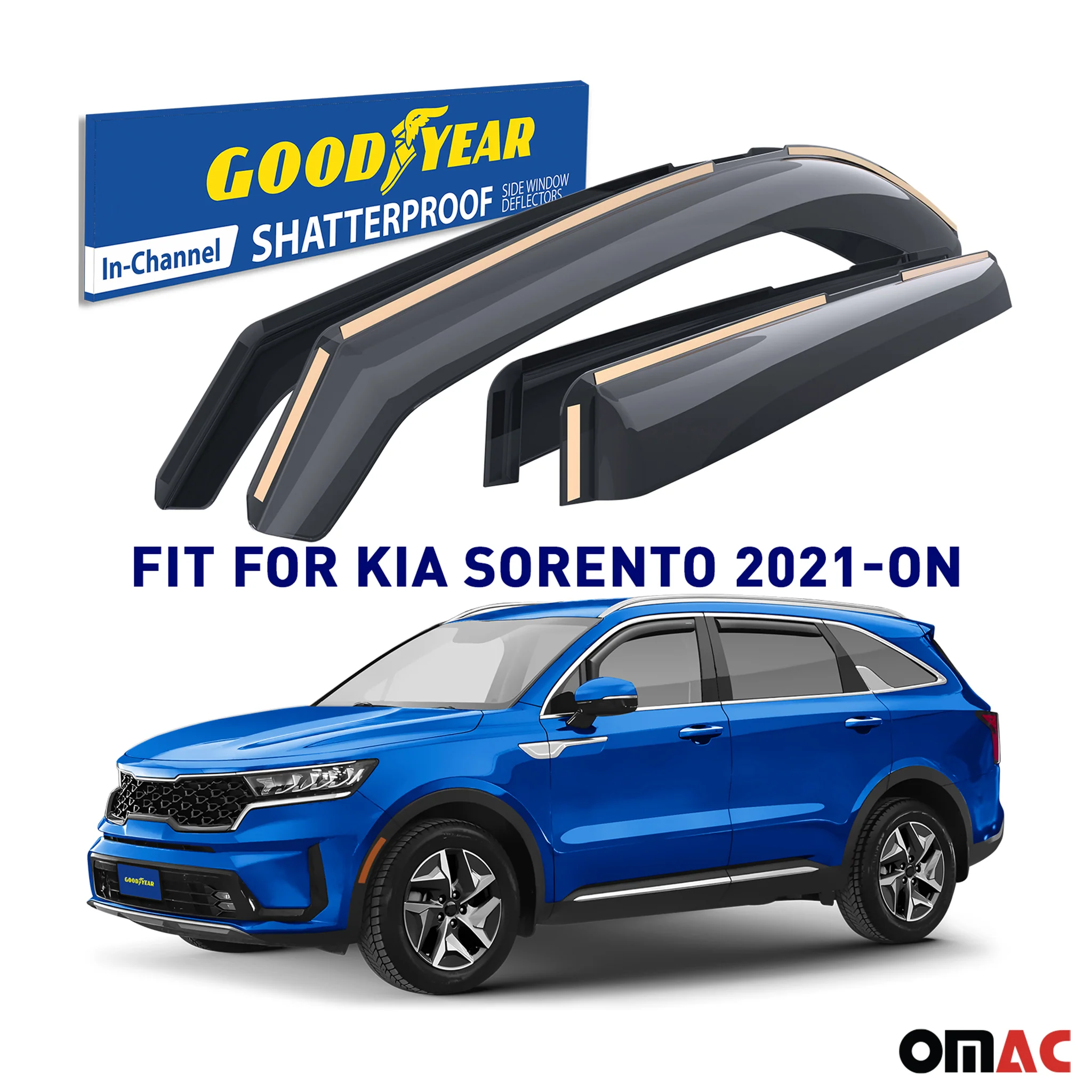 Goodyear Wind Deflectors for Kia Sorento 2021-2025 In-channel Premium Smoke 4x - Image 2