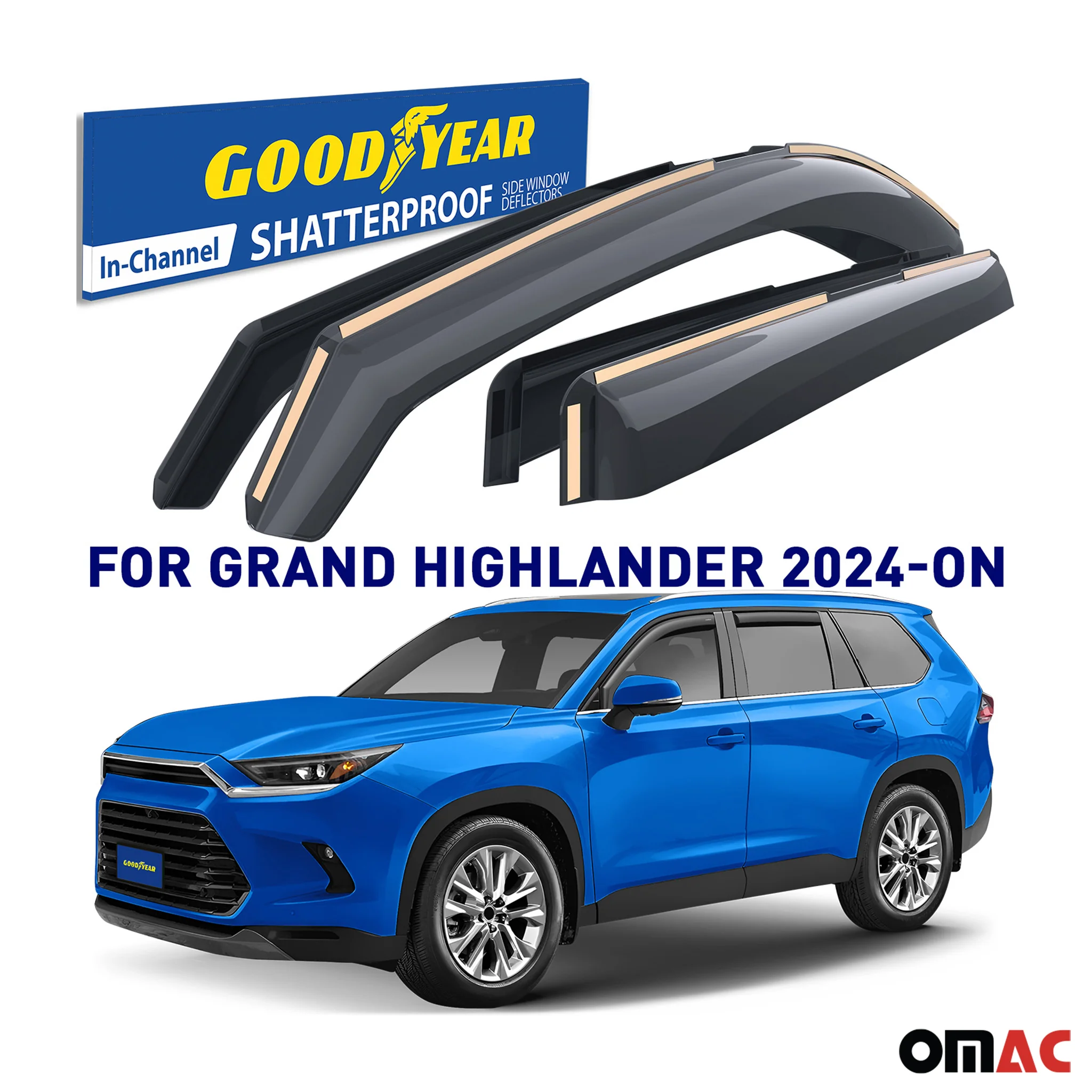 Goodyear Wind Deflectors for Lexus TX 2024-2025 In-channel Premium Smoke 4 pcs - Image 2