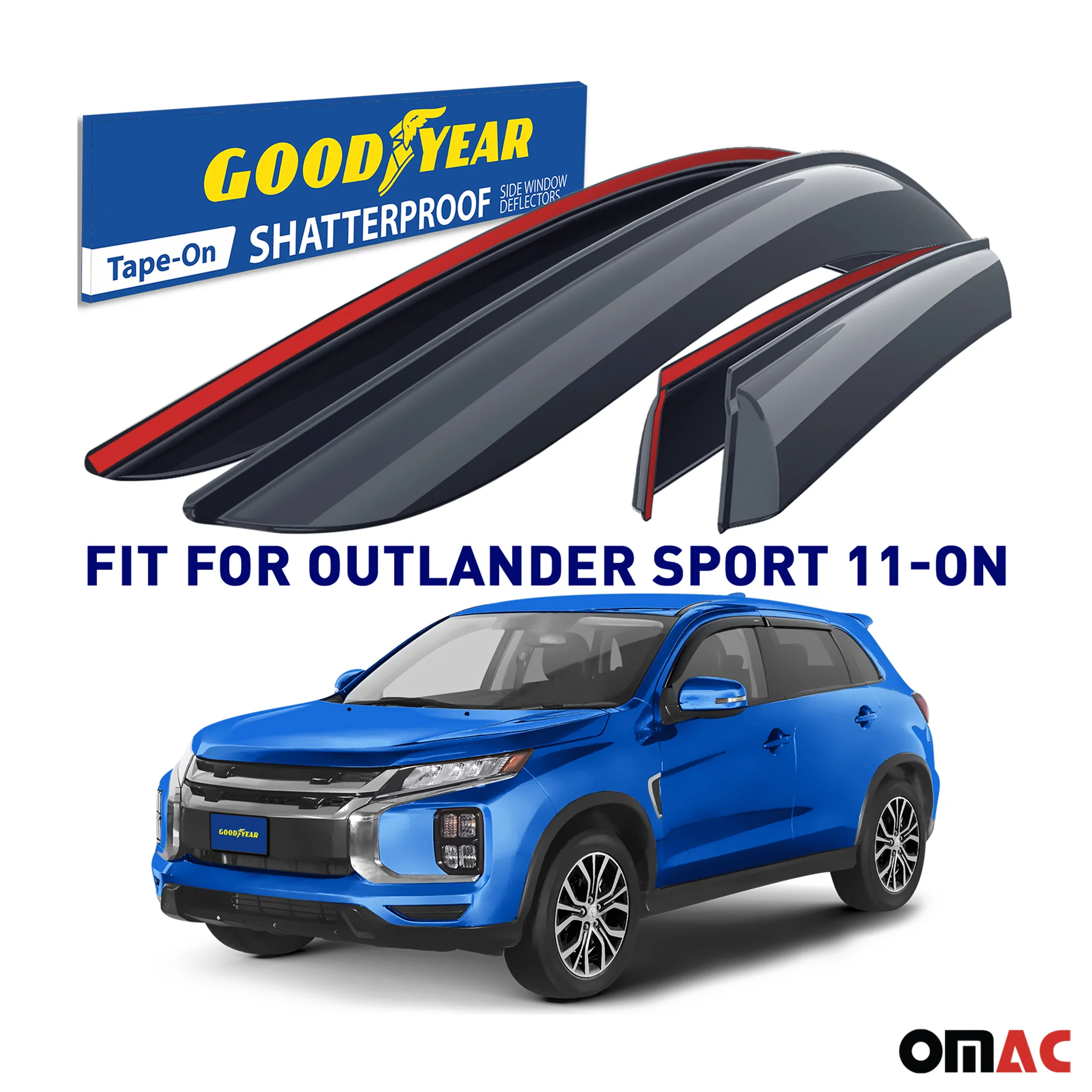 Goodyear Wind Deflectors for Mitsubishi Outlander Sport 2011-24 Shatterproof 4x - Image 2