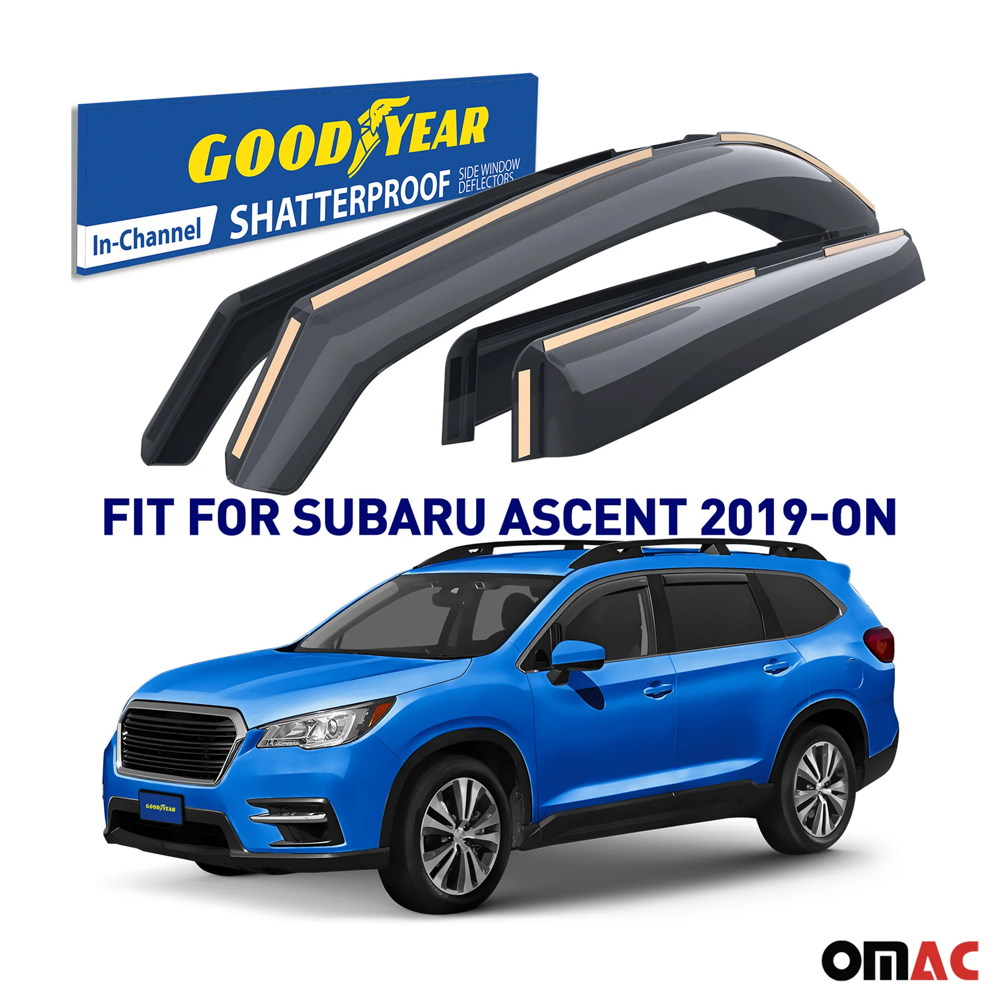 Goodyear Wind Deflectors for Subaru Ascent 2019-2025 In-channel Premium Smoke 4x - Image 2