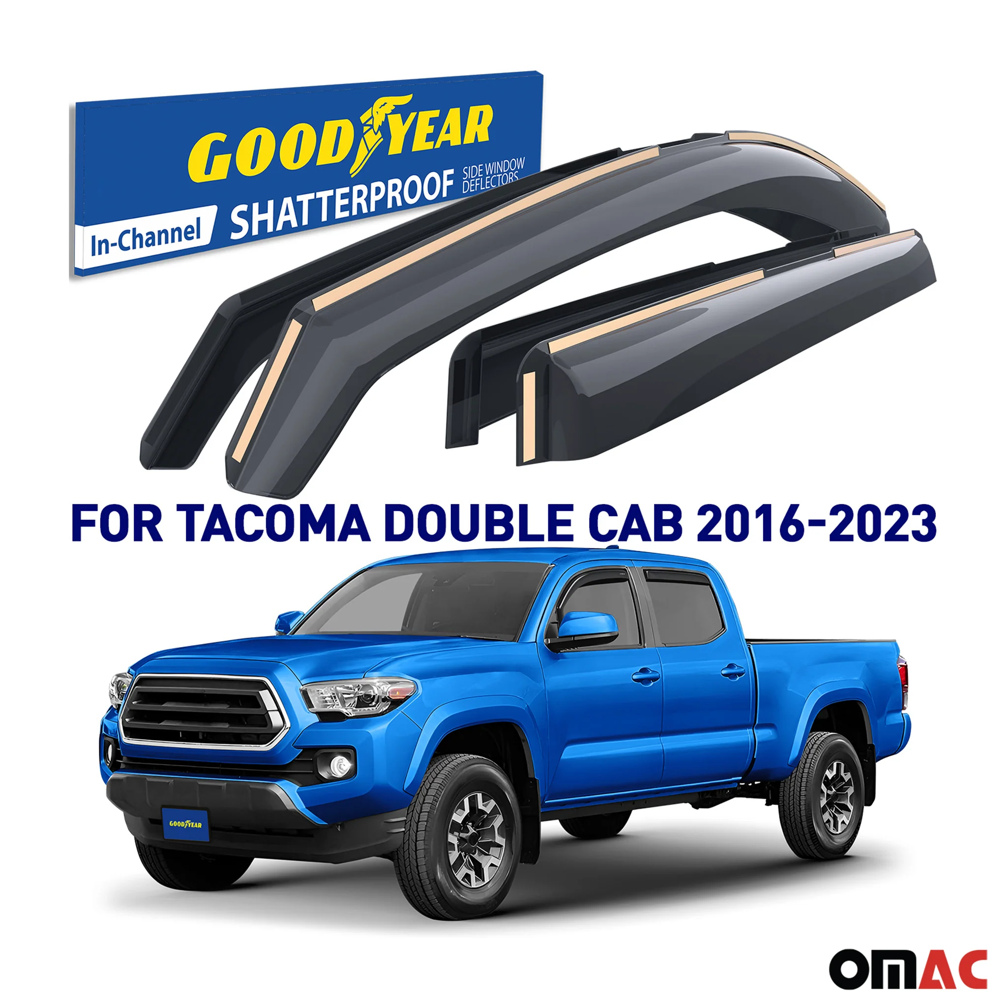 Goodyear Wind Deflectors for Toyota Tacoma 2016-2023 Double Cab Shatterproof 4x - Image 2