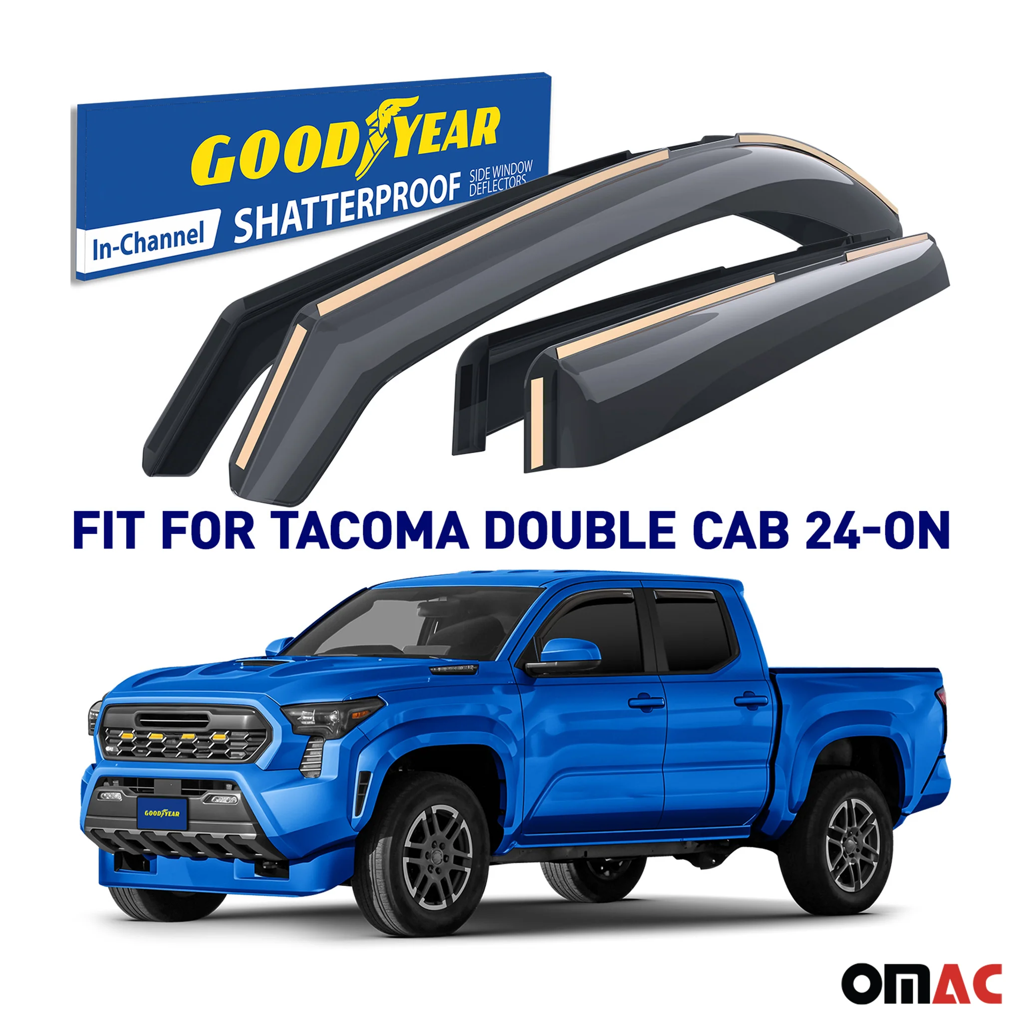 Goodyear Wind Deflectors for Toyota Tacoma Double Cab 2024-2026 Shatterproof 4x - Image 2
