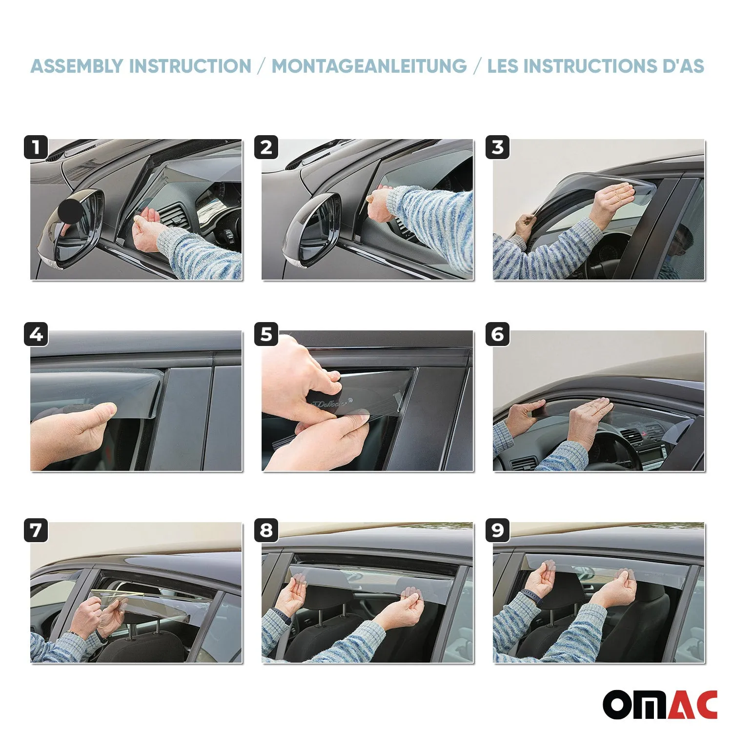 2015-2022 RAM ProMaster City Bug Shield Hood Deflector & Window Visor Kit 4Pcs Smoke - Image 10