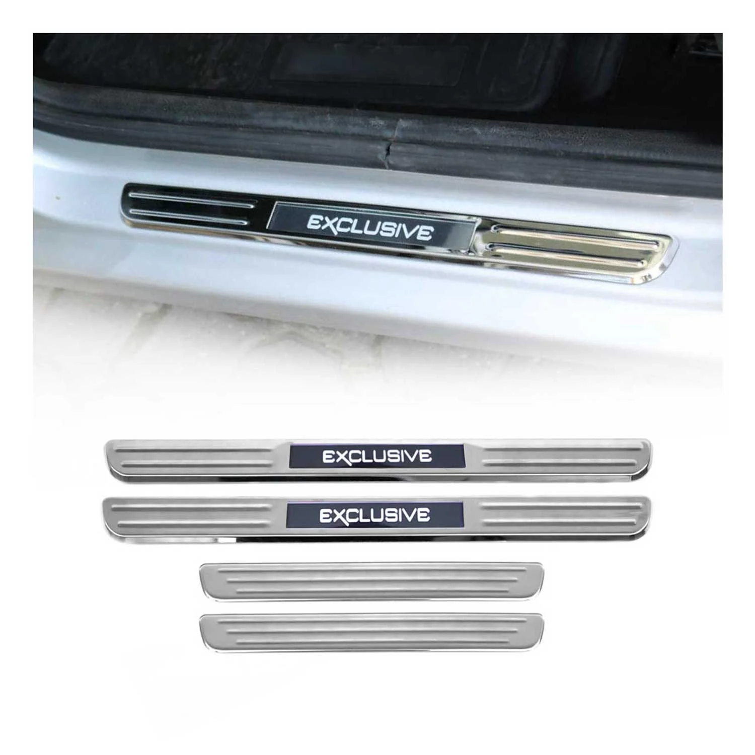 Illuminated Exclusive Door Sill Cover Scuff Plate Stainless Steel 4 Pcs