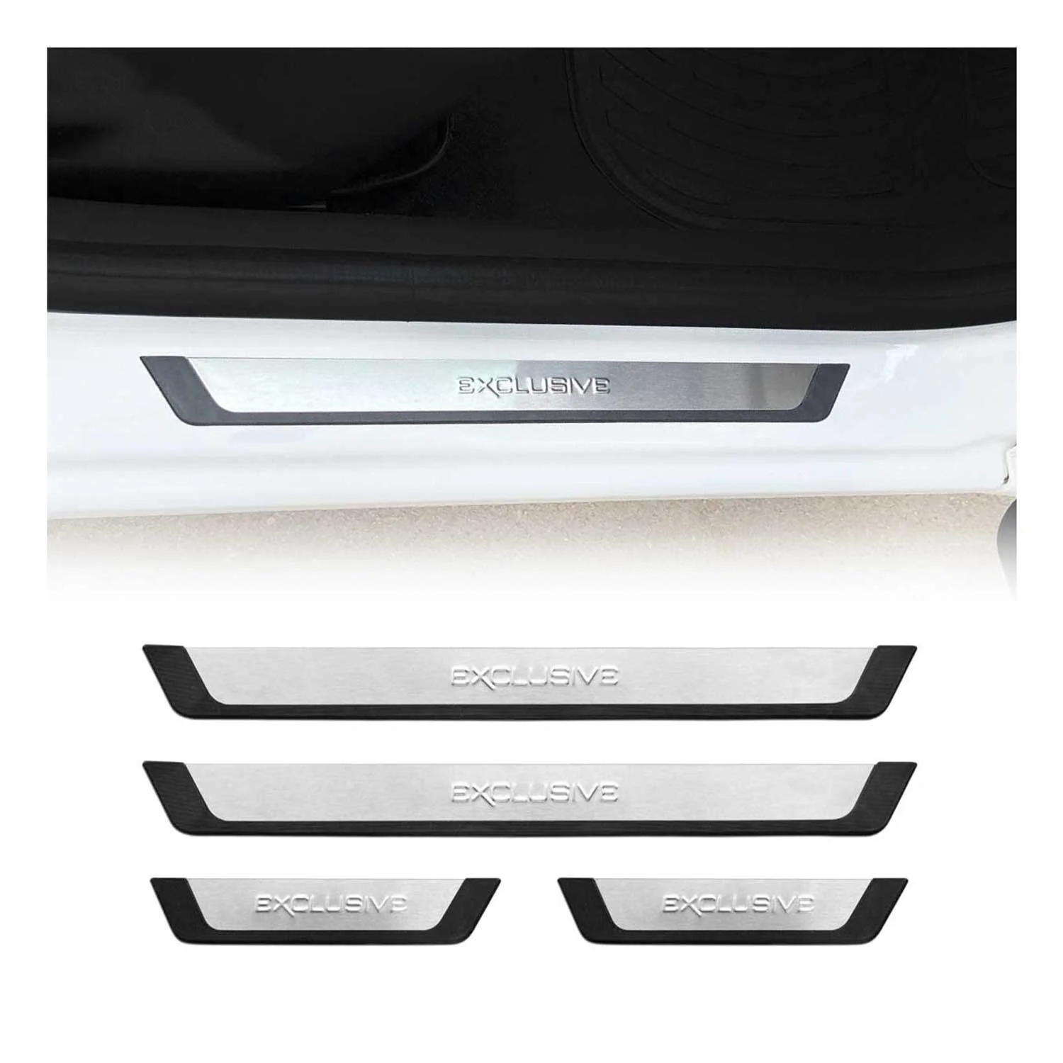 2011-2016 Kia Sportage Door Sill Scuff Plate Scratch Protector Exclusive Brushed Stainless Steel 4Pcs
