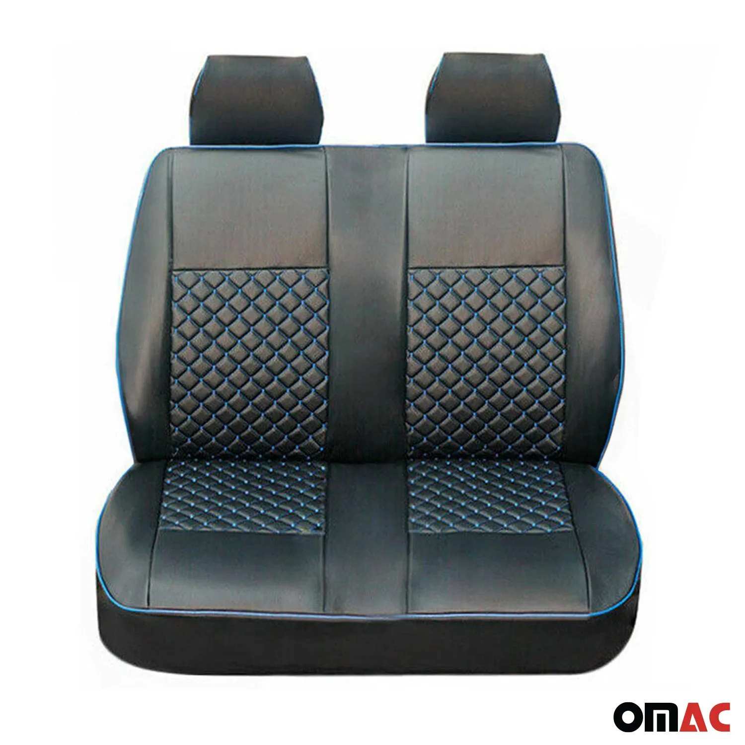 1993-2003 VW Eurovan Leather Car Seat Covers Protector Black Blue 2+1 - Image 8