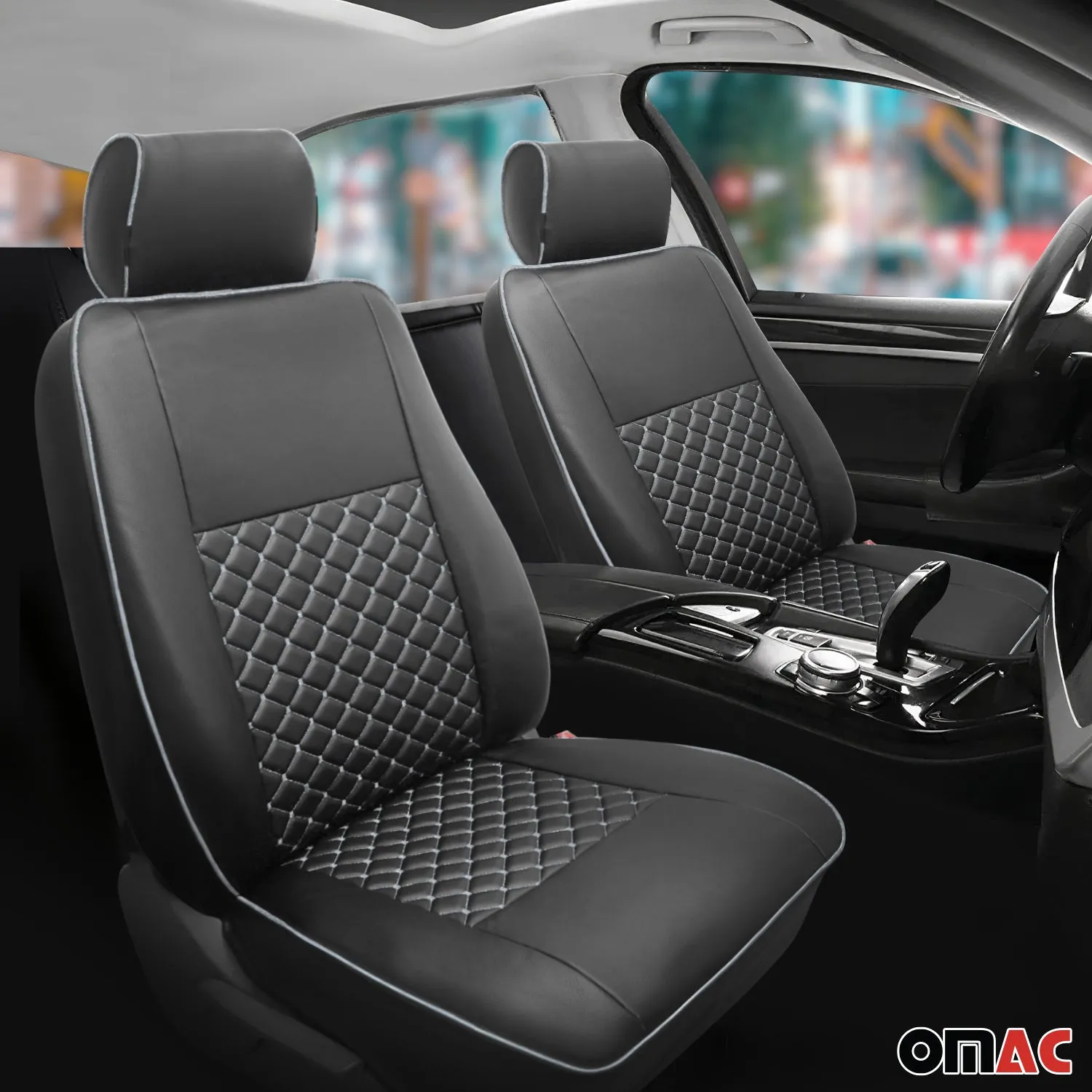 2015-2026 Ford Transit Leather Custom fit Car Seat Cover Black White - Image 2
