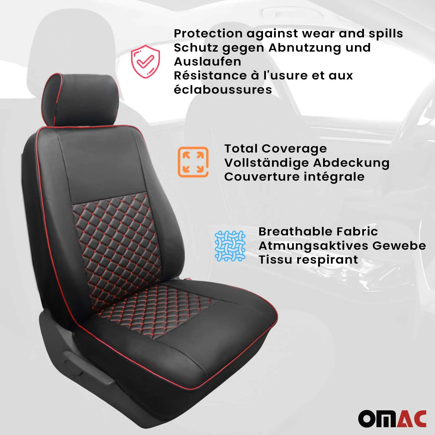 2014-2026 RAM ProMaster Leather Custom fit Car Seat Cover Black White - Image 3