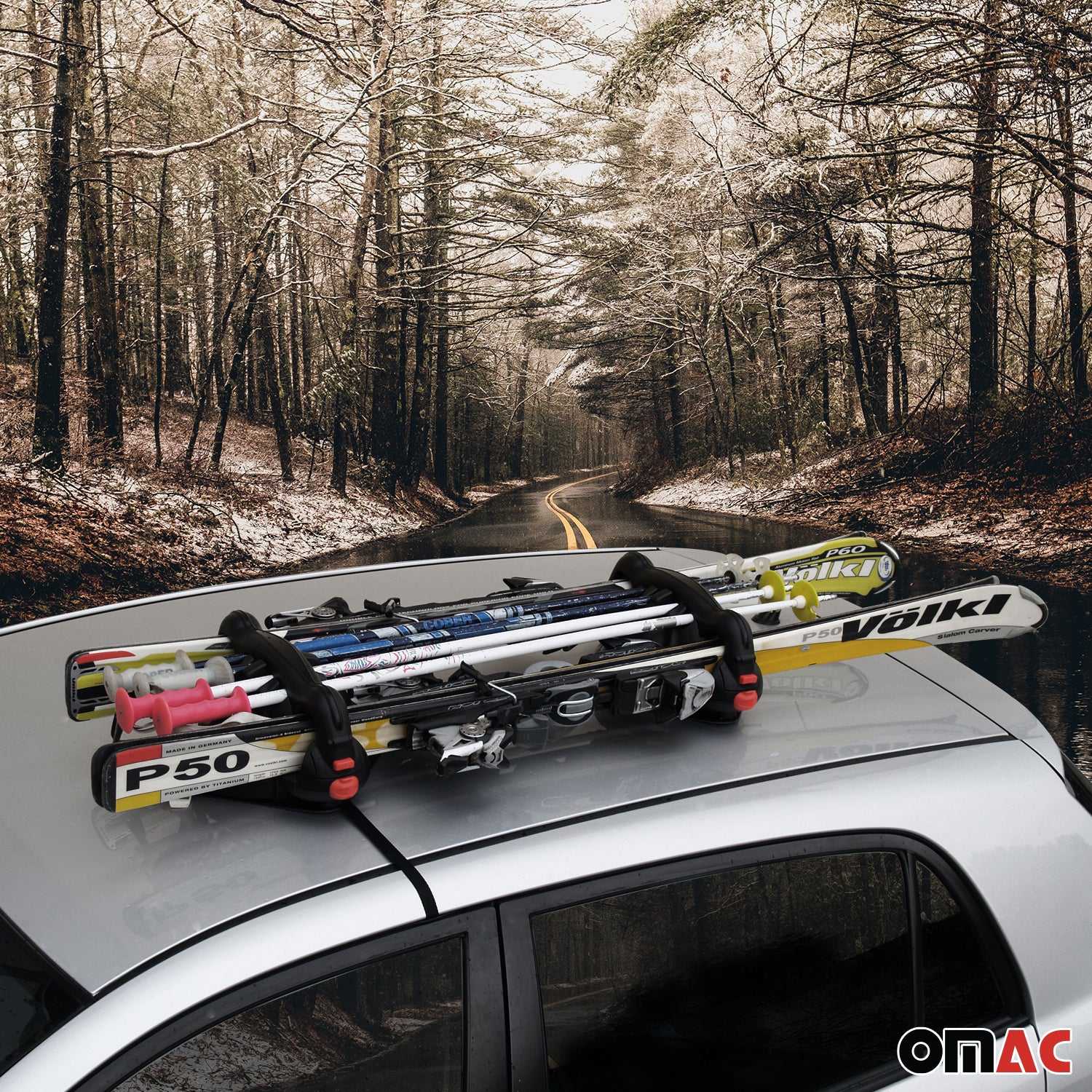 Magnetic Ski Carrier Snowboard Racks Roof Mount Car Black 2 Pcs - Image 5