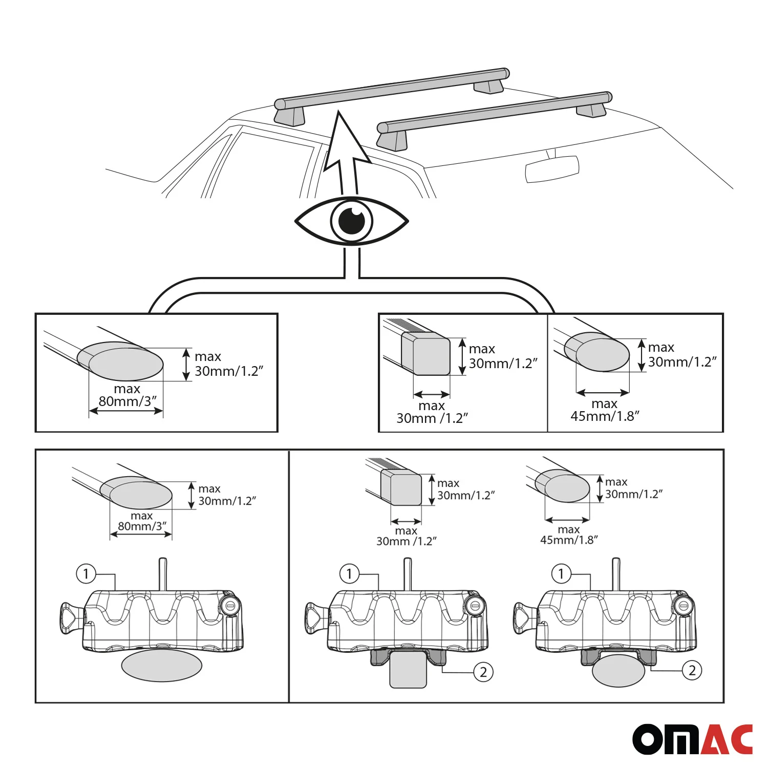Menabo Clamby 4 Ski Rack Roof Rack Ski Snowboards Fixing Kit - Image 3