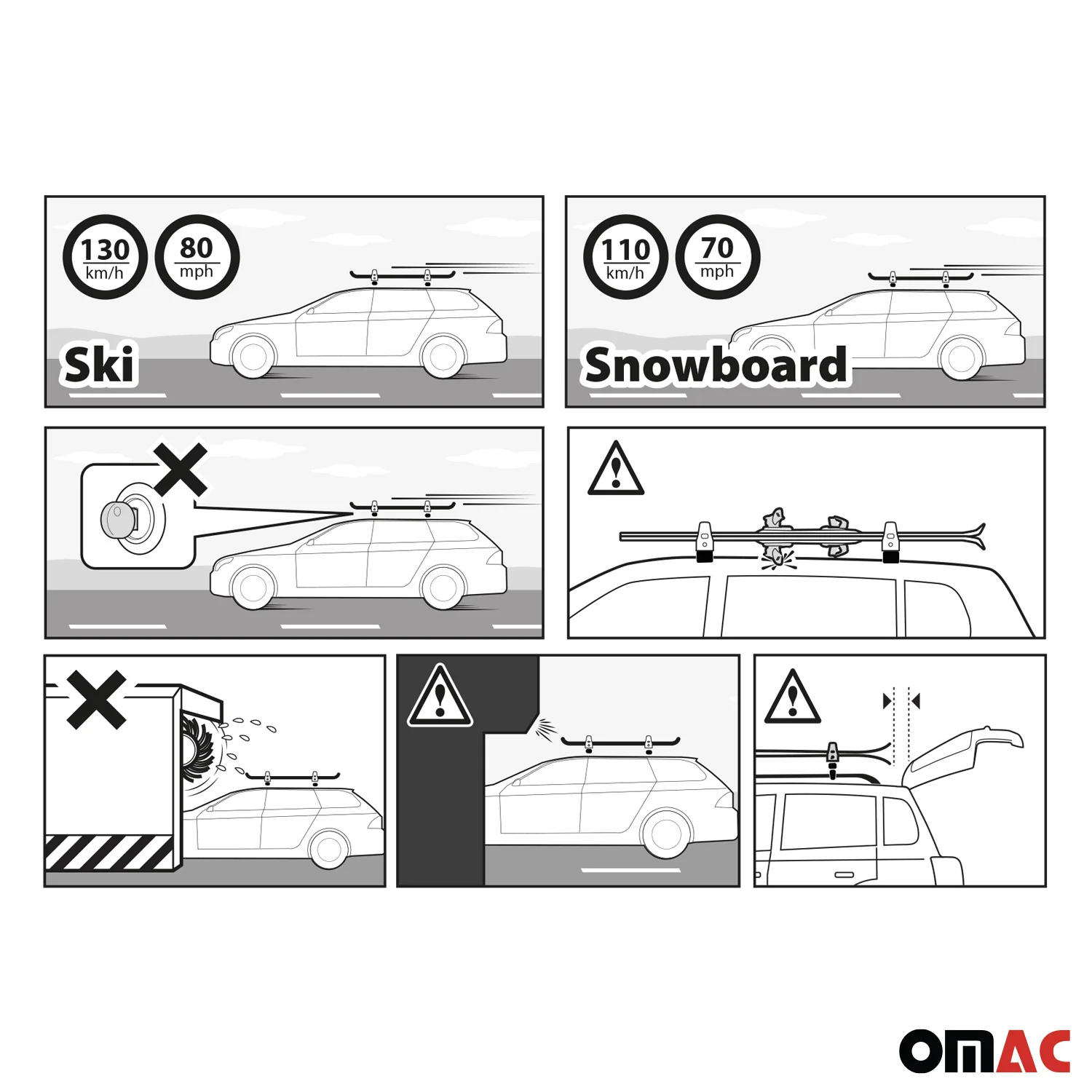 Menabo Clamby 4 Ski Rack Roof Rack Ski Snowboards Fixing Kit - Image 4