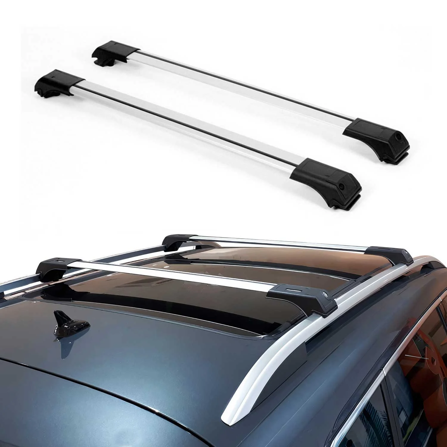 2016-2024 Mercedes Metris Roof Rack Cross Bars Silver - Image 2