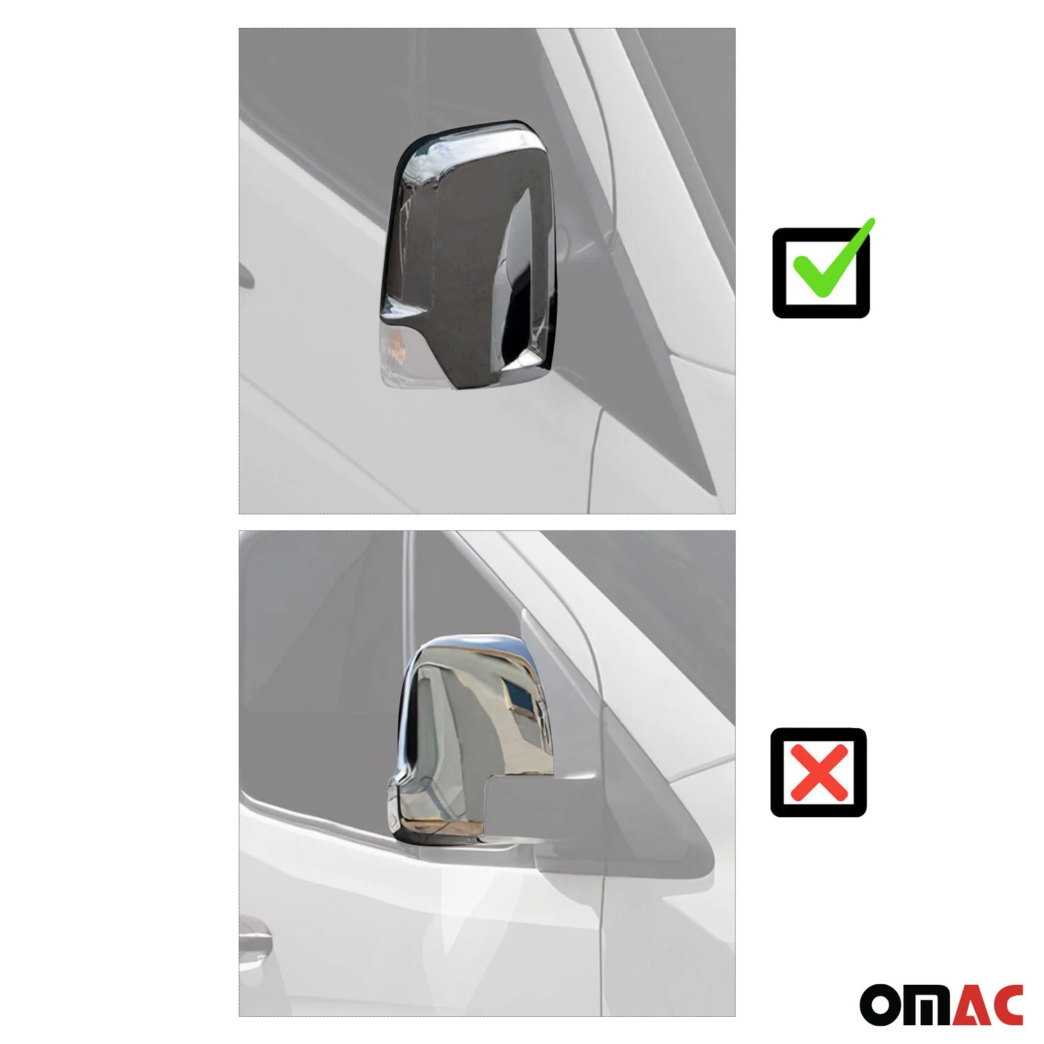 2006-2013 Mercedes Sprinter W906 Side Mirror Cover Caps Chrome Silver 2 Pcs - Image 3