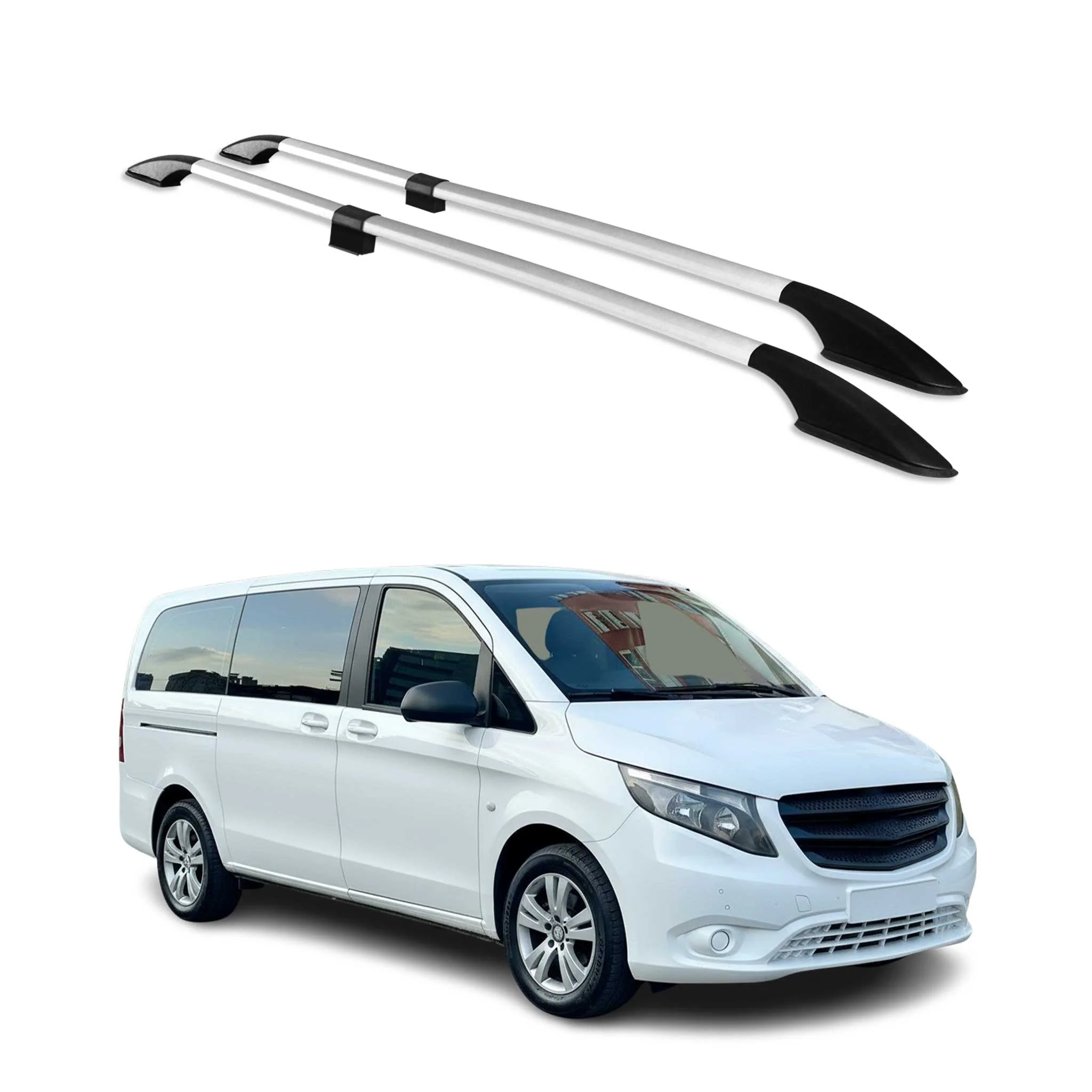 2016-2024 Mercedes Metris Mid Wheel Base Roof Rack Rails Side Rails Silver