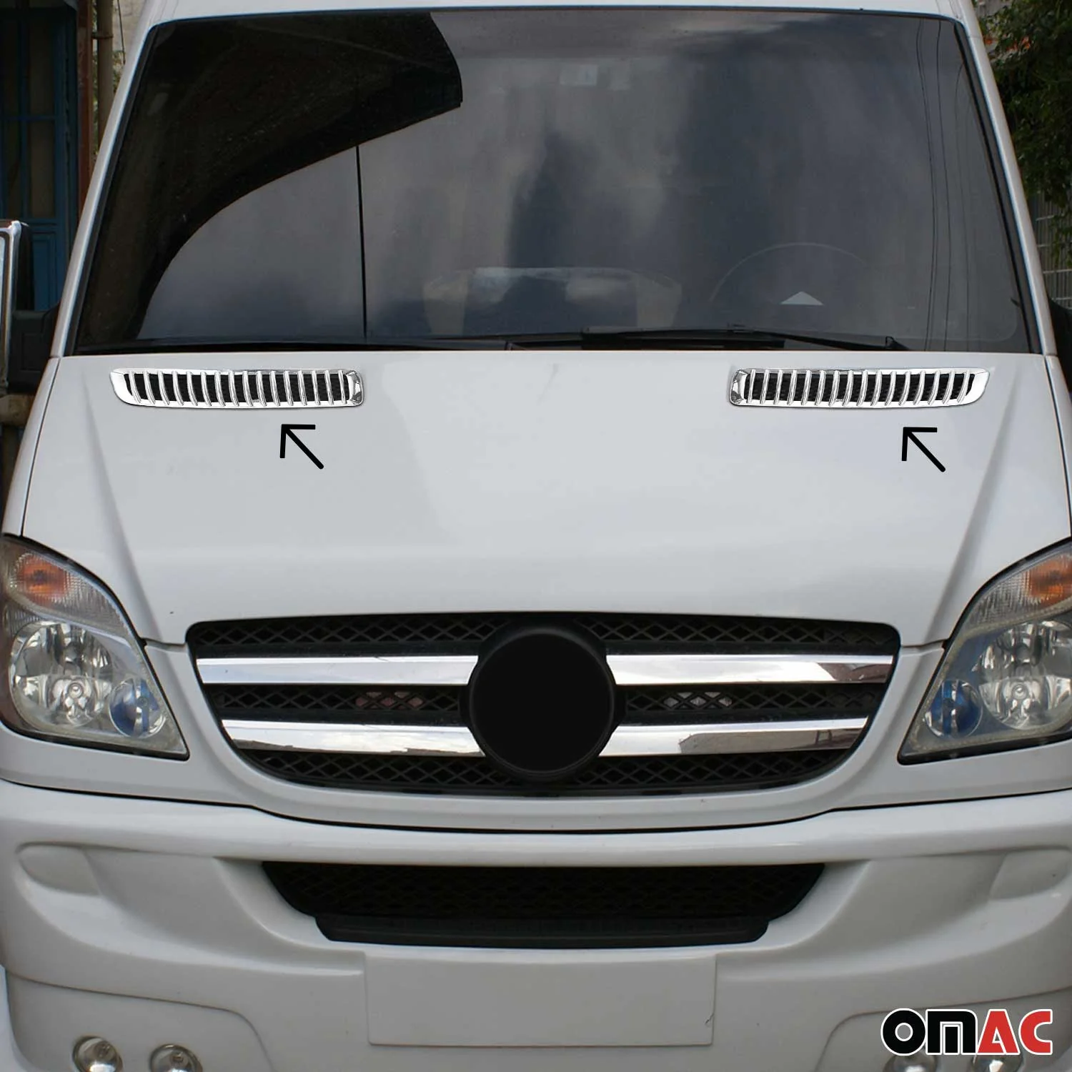 2006-2018 Mercedes Sprinter W906 Front Bumper Grill Trim Molding Silver 2Pcs - Image 2