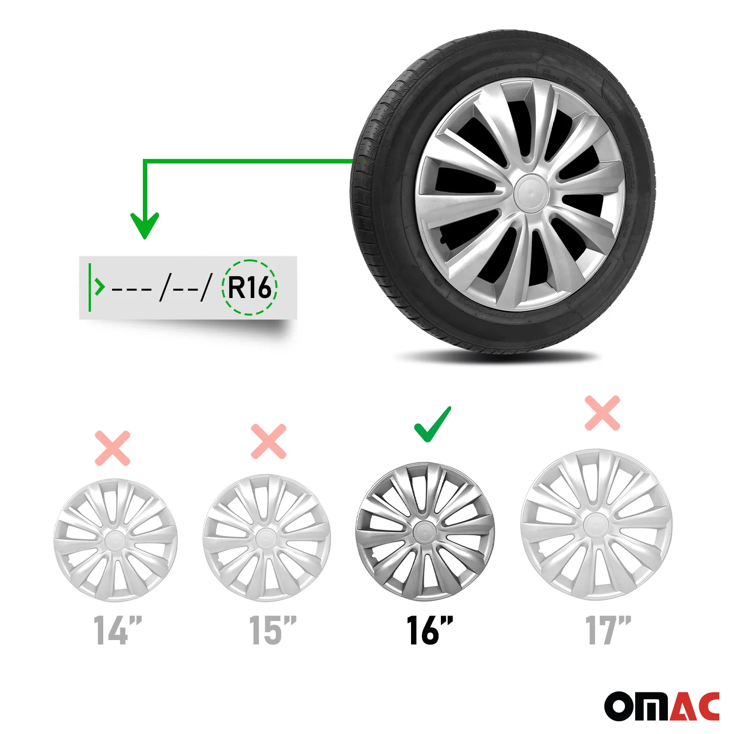 New York Hub Caps Wheel Cover 16" Silver Full Set 4 pcs. - Image 3