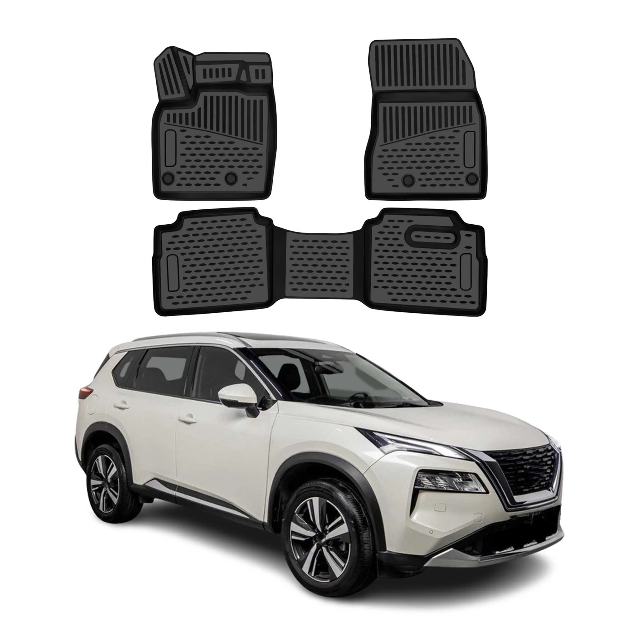 OMAC Floor Mats Liner for Nissan Rogue T33 2021-2026 Rubber TPE Black 3Pcs