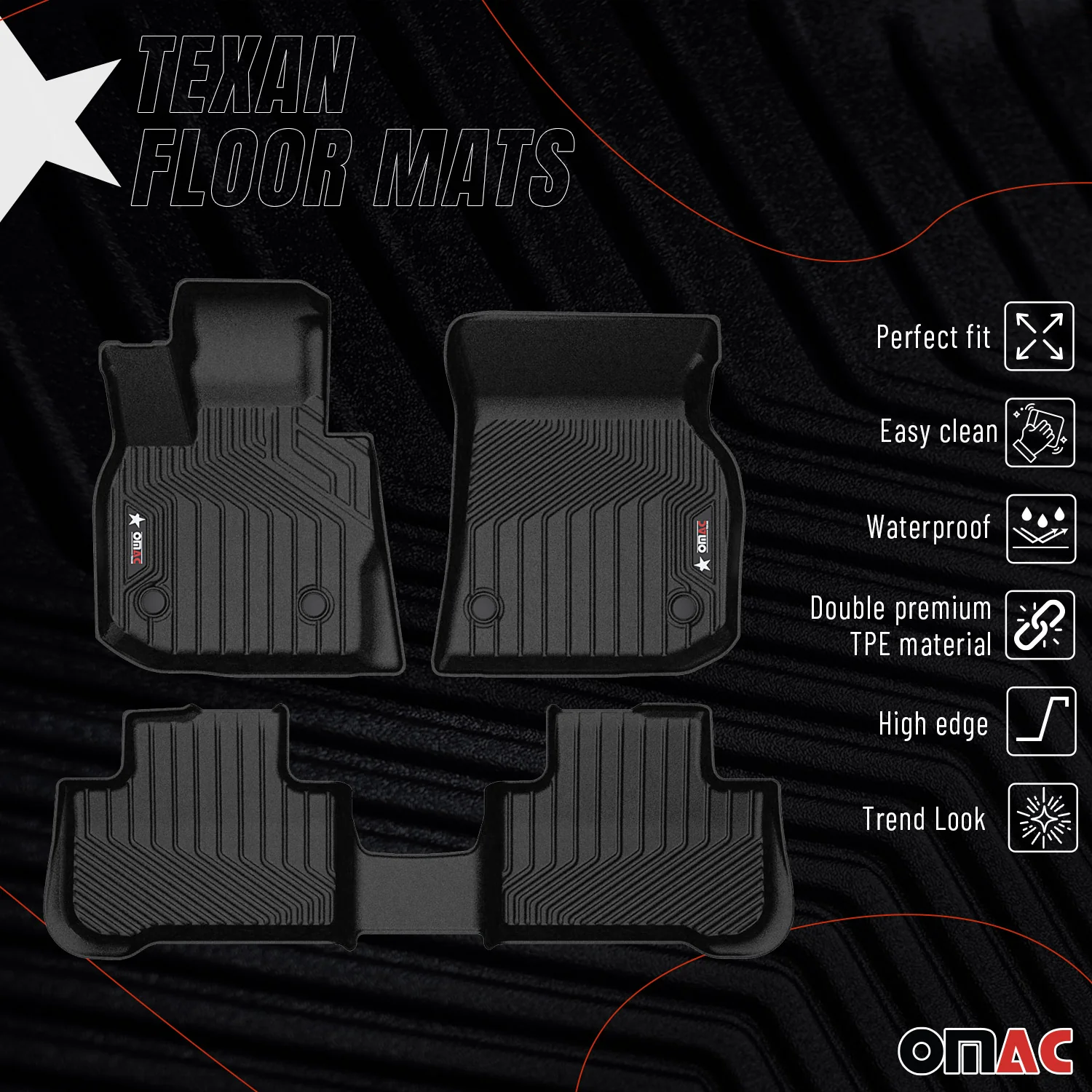 2018-2024 BMW X3 G01 Premium Floor Mats Liners First and Second Row Set Black - Image 2