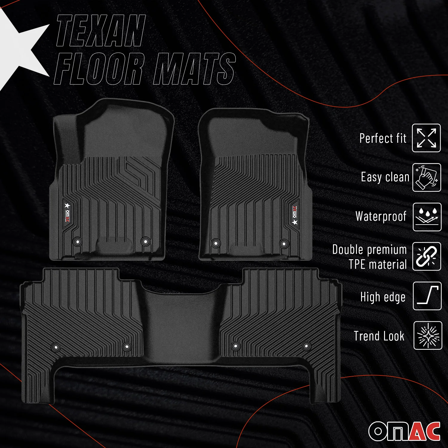 2015-2024 Infiniti QX80 Premium Floor Mats Liners First and Second Row Set Black - Image 2