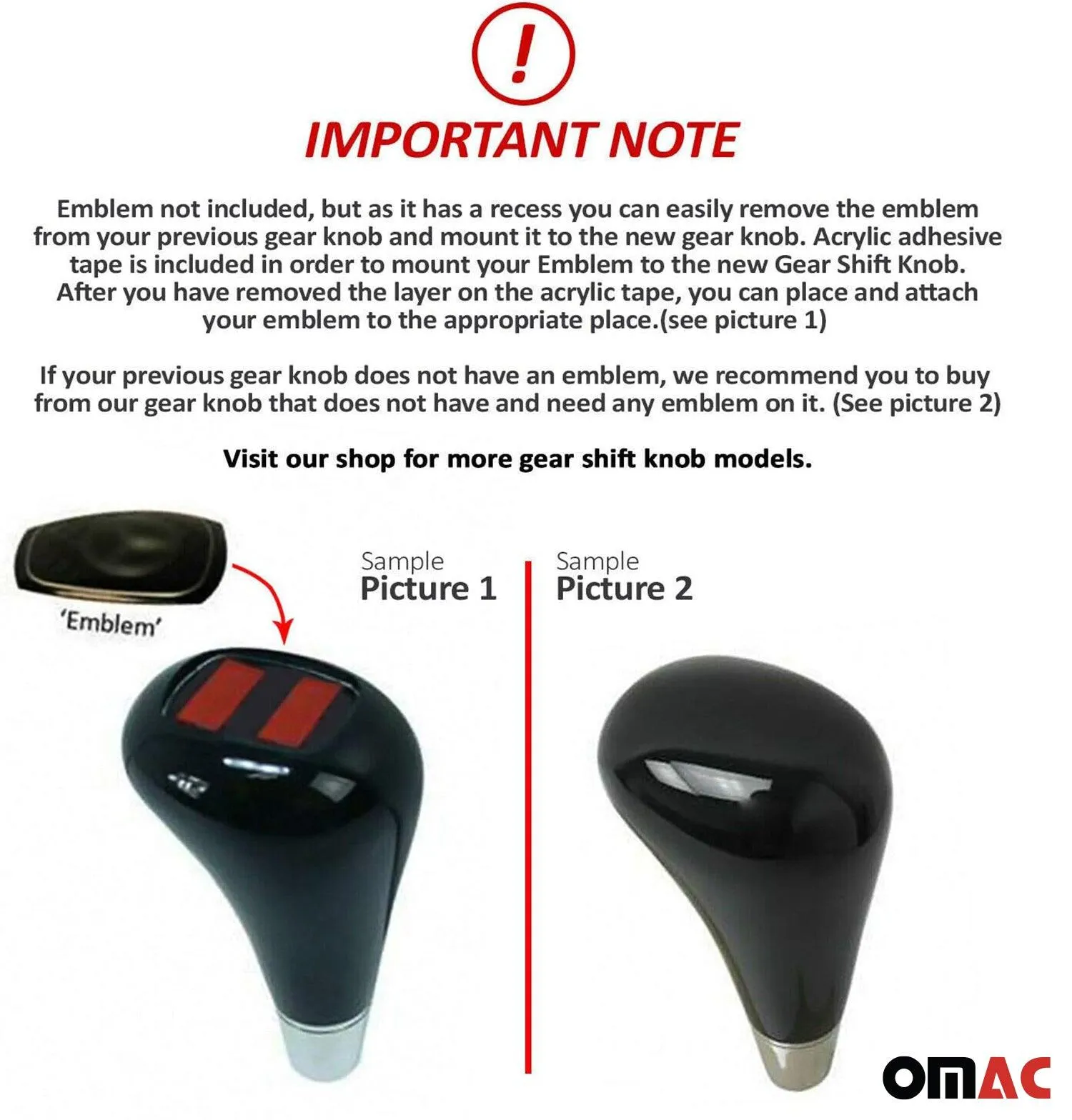Mercedes SLK R170 SL R230 Gear Shift Knob Handle Glossy Black Without Emblem - Image 2