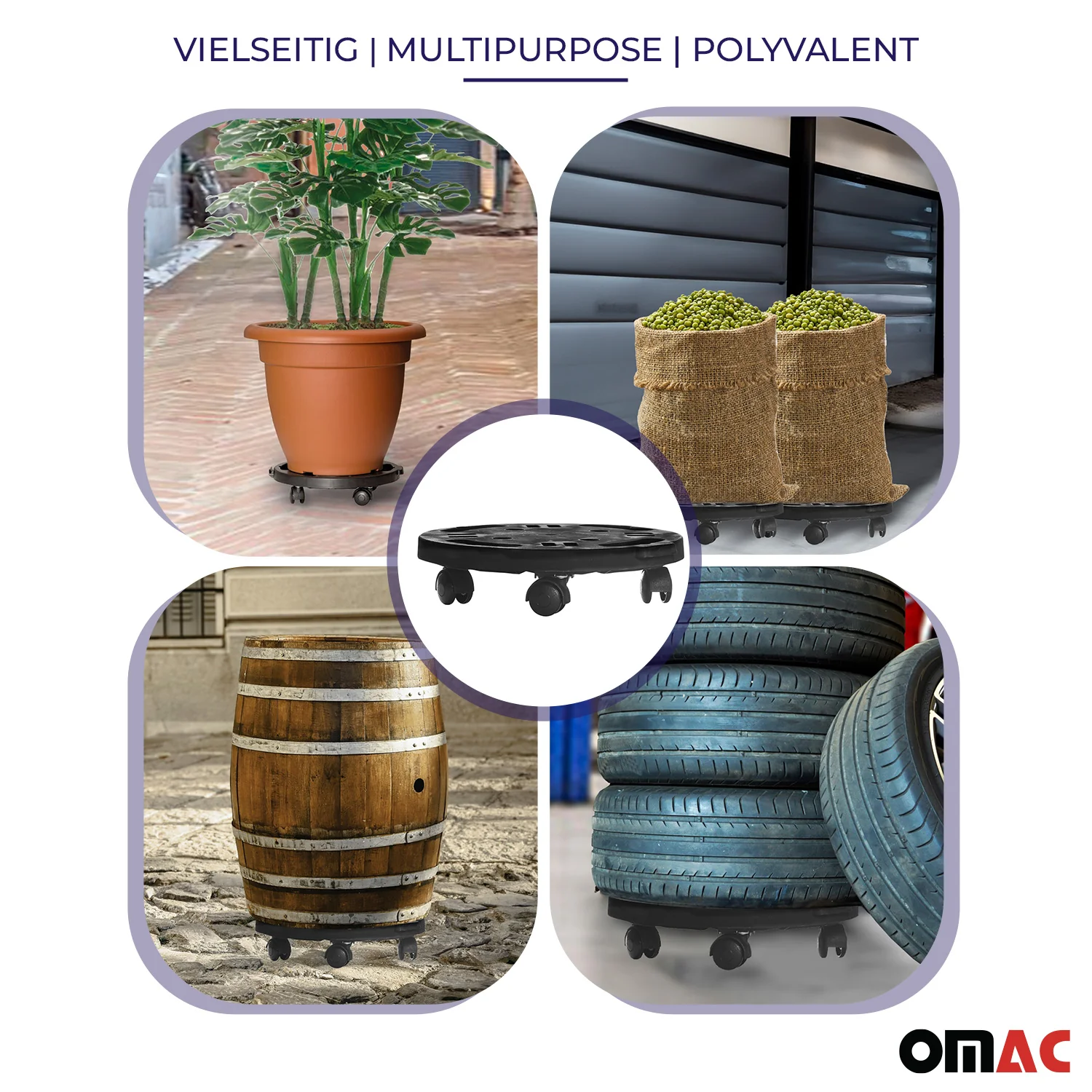 Plant Roller Rolling Board Transport Dolly Furniture 374 lbs Wheel Carrier Ø300 - Image 3