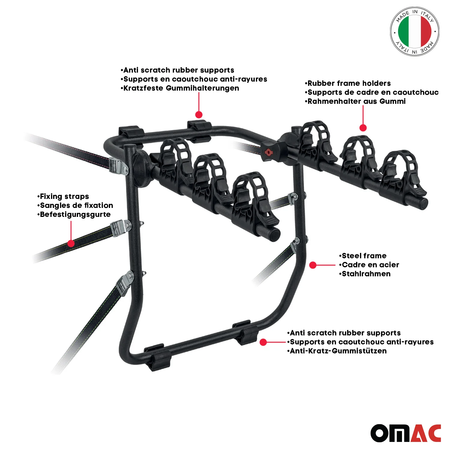 2012-2015 Scion iQ Bike Racks 3 Bike Carrier Hitch Mount Steel Black - Image 2