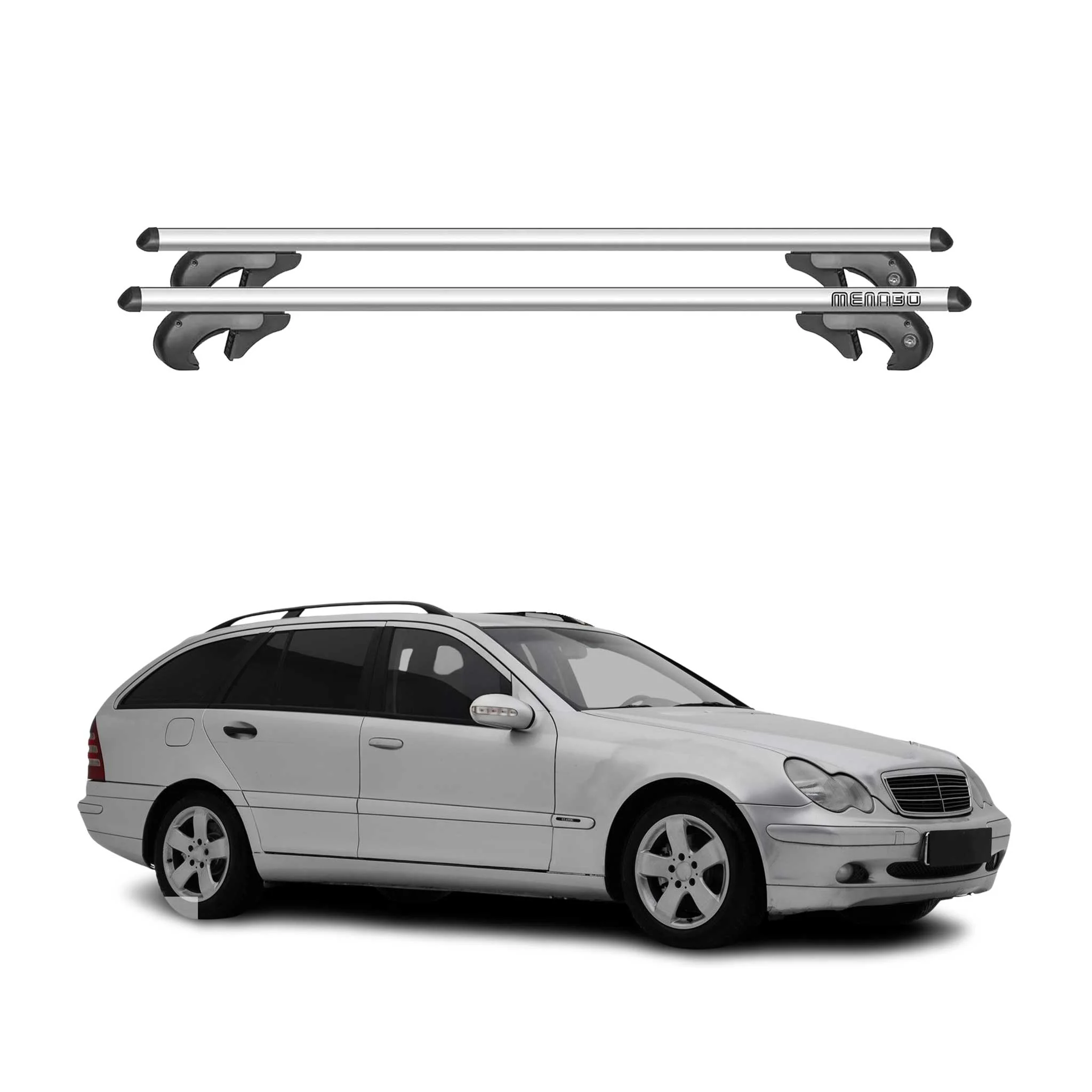 2001-2009 Mercedes C Class S203 Wagon Roof Rack Cross Bars Silver