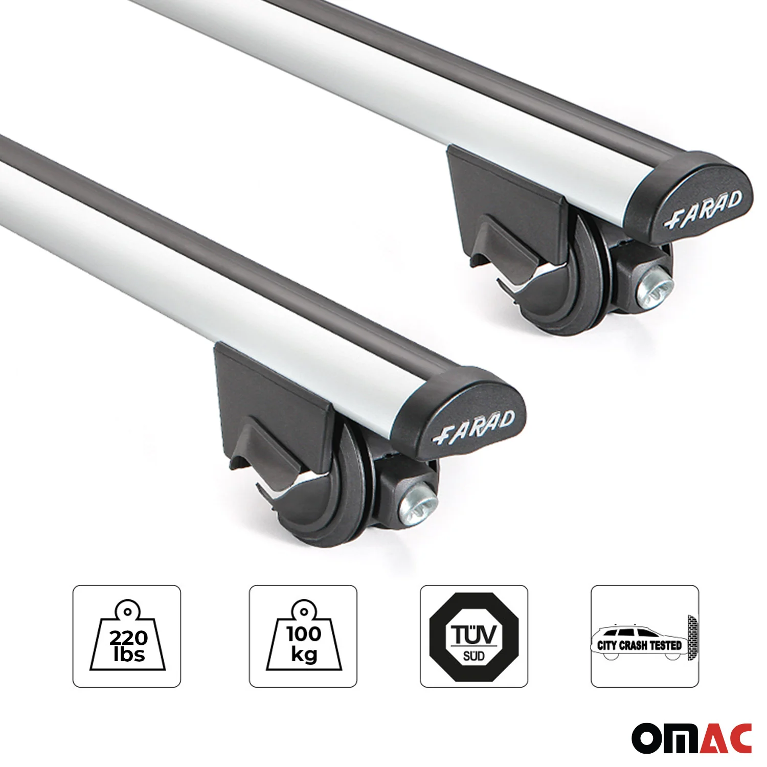 2010-2022 VW Sharan 220 Lbs Luggage Roof Rack Cross Bars Gray 2Pcs - Image 7