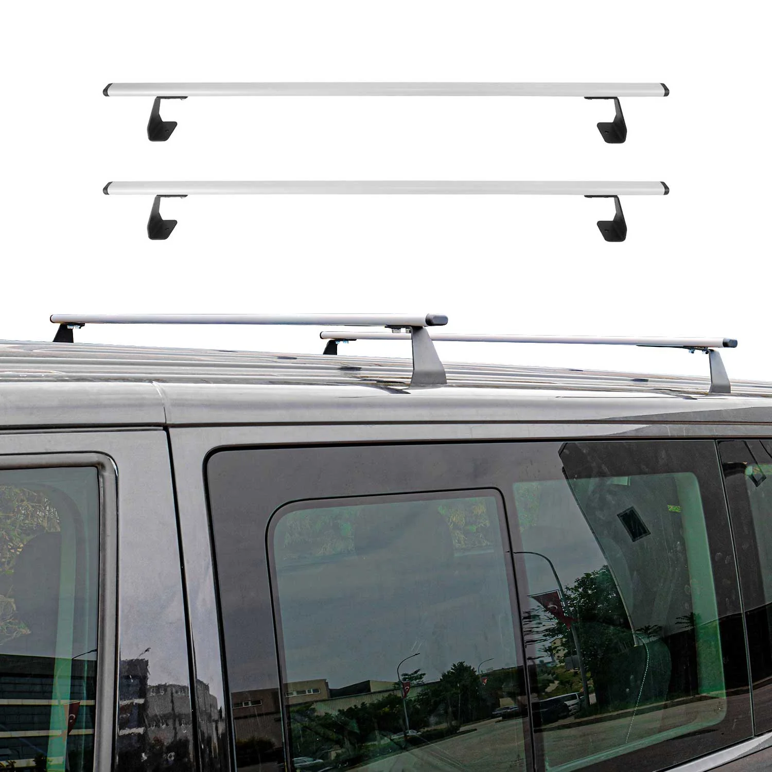 2003-2014 Mercedes Vito W639 Roof Rack Cross Bars Silver - Image 2