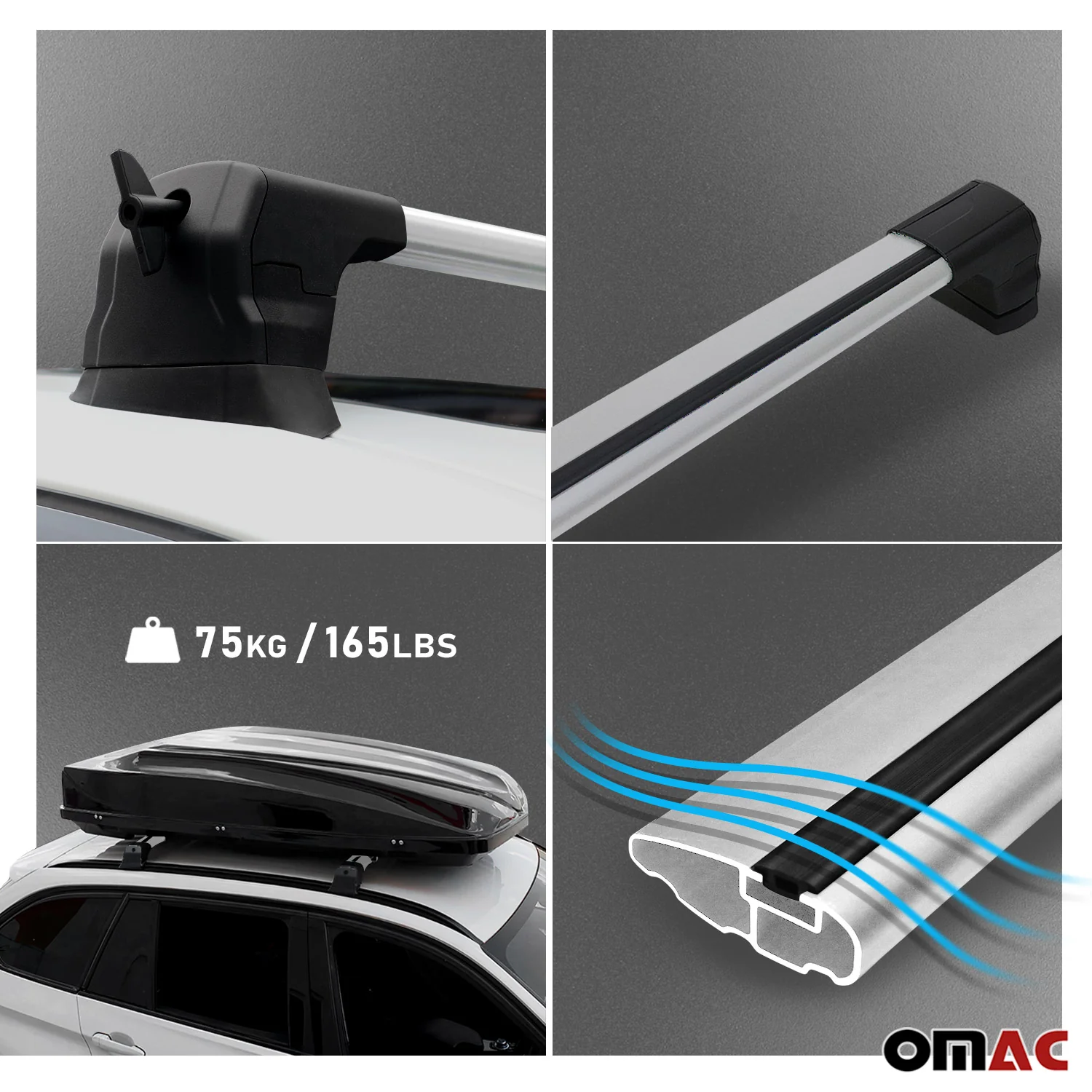 2003-2008 Mazda 6 Roof Rack Cross Bars Silver - Image 6