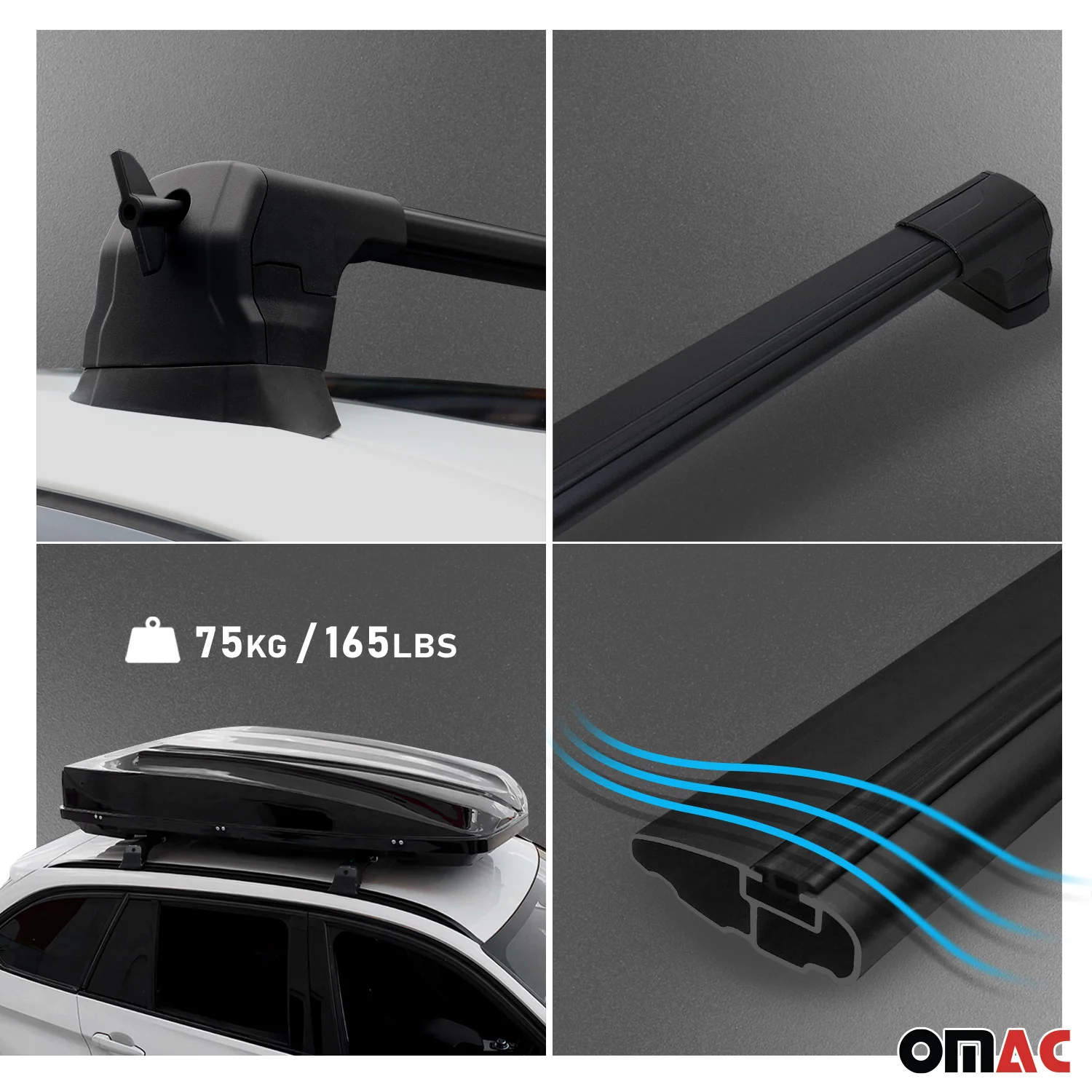 2021-2026 BMW 3 Series G20 Sedan 2019-2026 / M3 G80 Roof Rack Cross Bars Black - Image 6